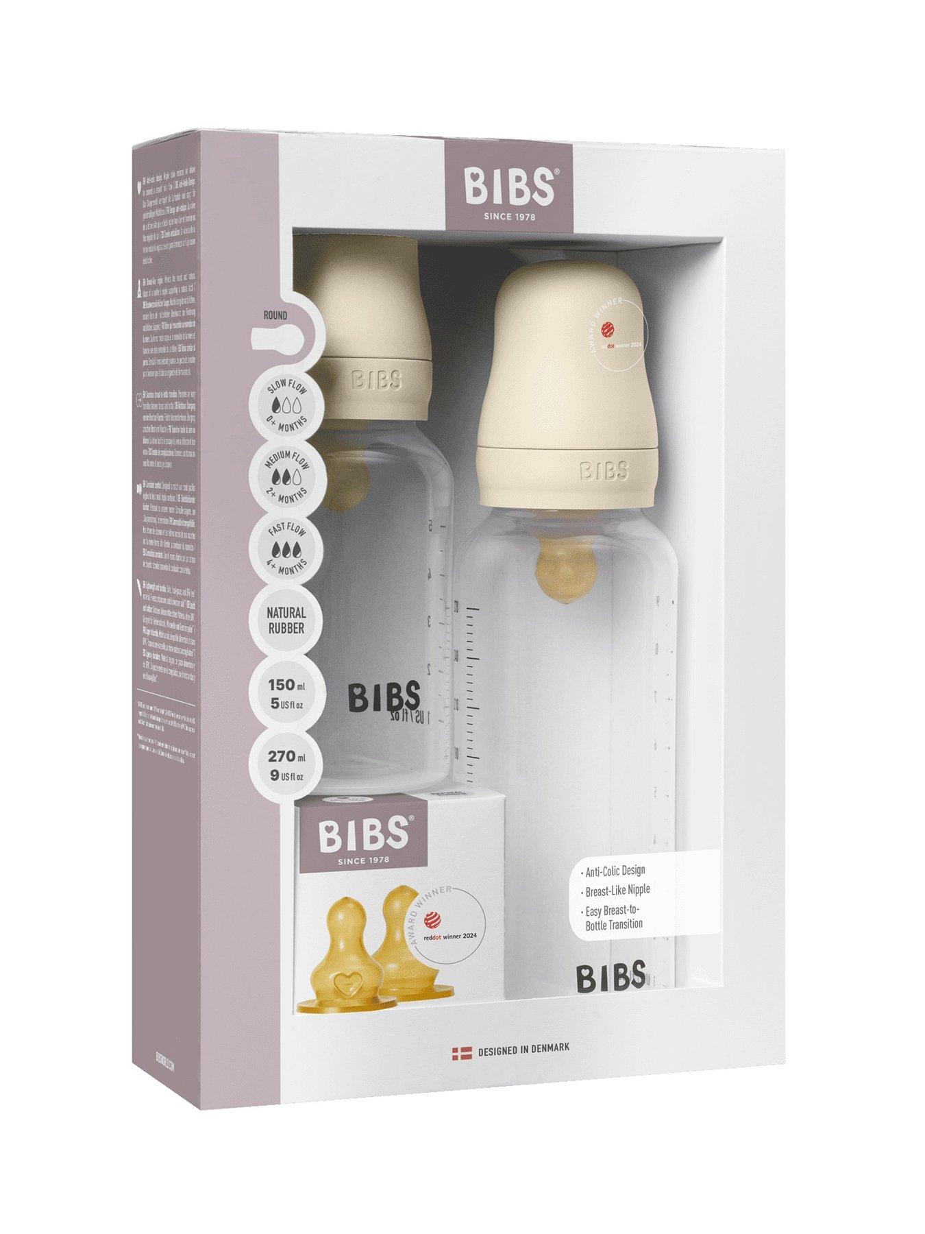 BIBS Grow and Flow Baby Bottle Round Latex Set 150 ml / 270ml, Ivory