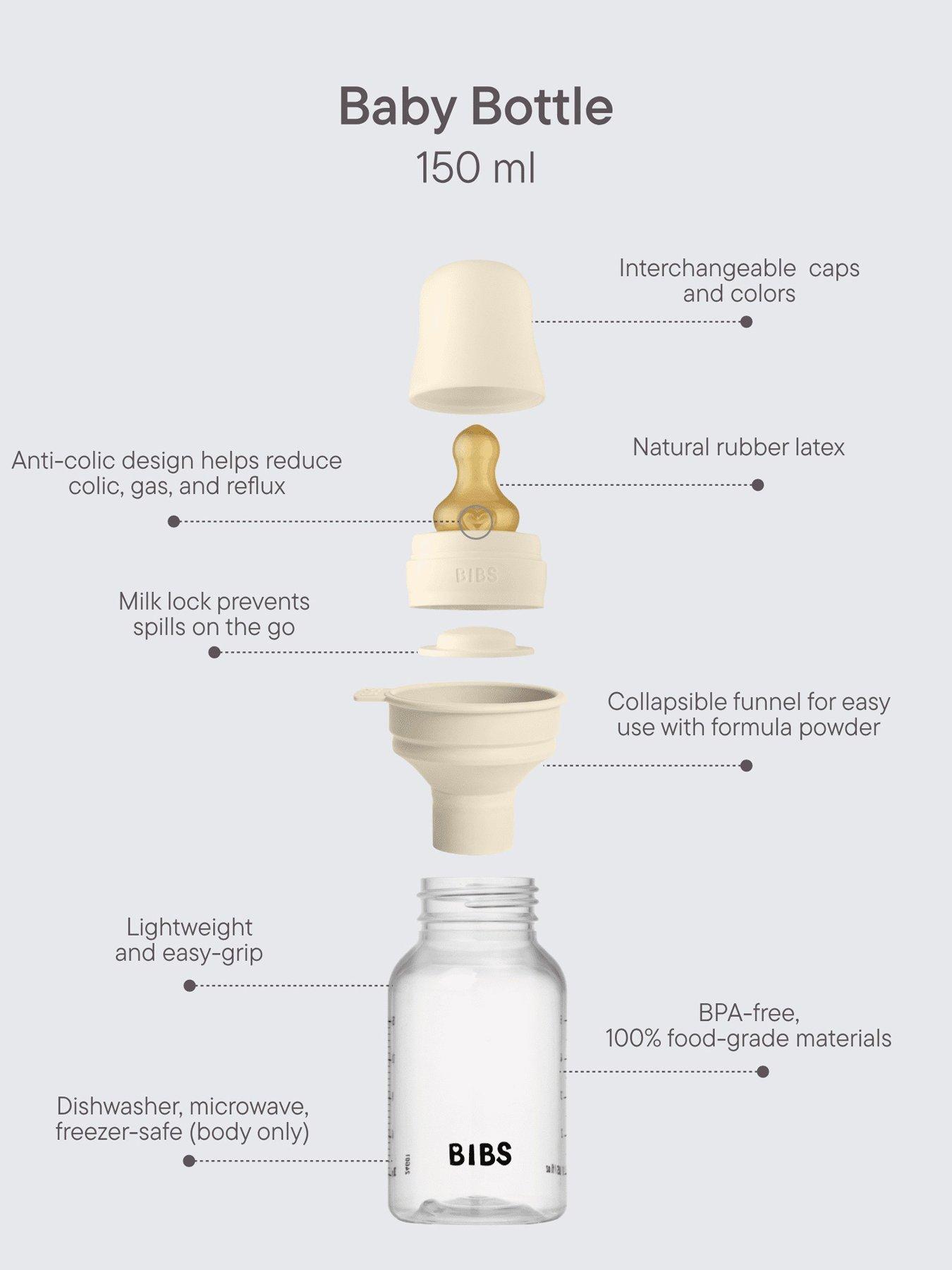 Image 3 of 3 of BIBS Baby Bottle Round Latex 2 pack 150 ml Slow Flow - Ivory