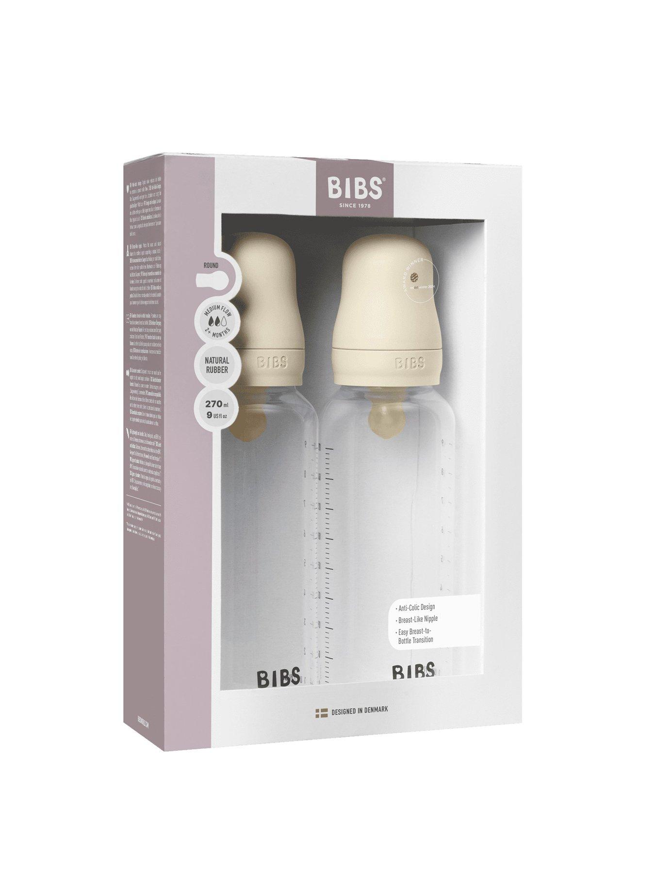 BIBS Baby Bottle Round Latex 2 pack 270 ml Medium Flow - Ivory