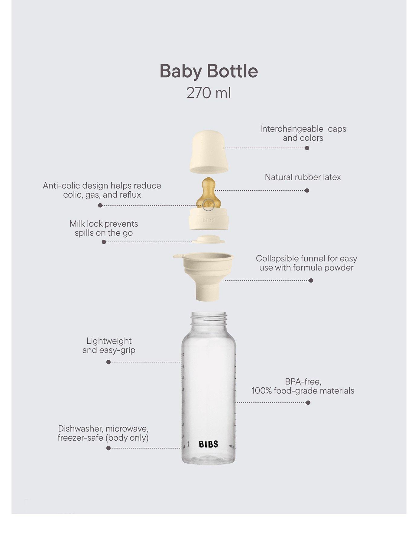 Image 2 of 2 of BIBS Baby Bottle Round Latex 2 pack 270 ml Medium Flow - Ivory