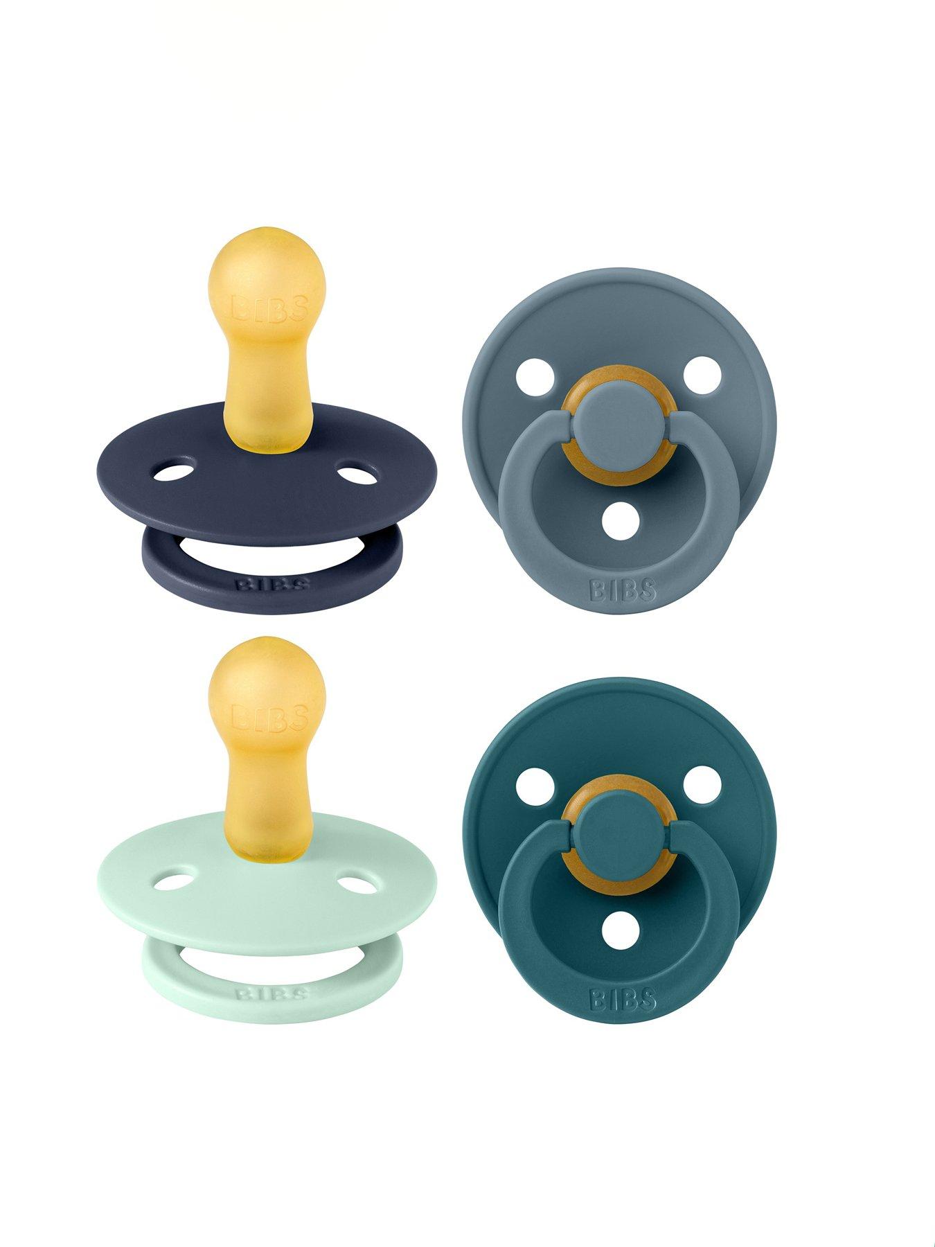BIBS Pacifier Colour 4 PACK Latex Size 2 Baby Boy BUNDLE - BLUE