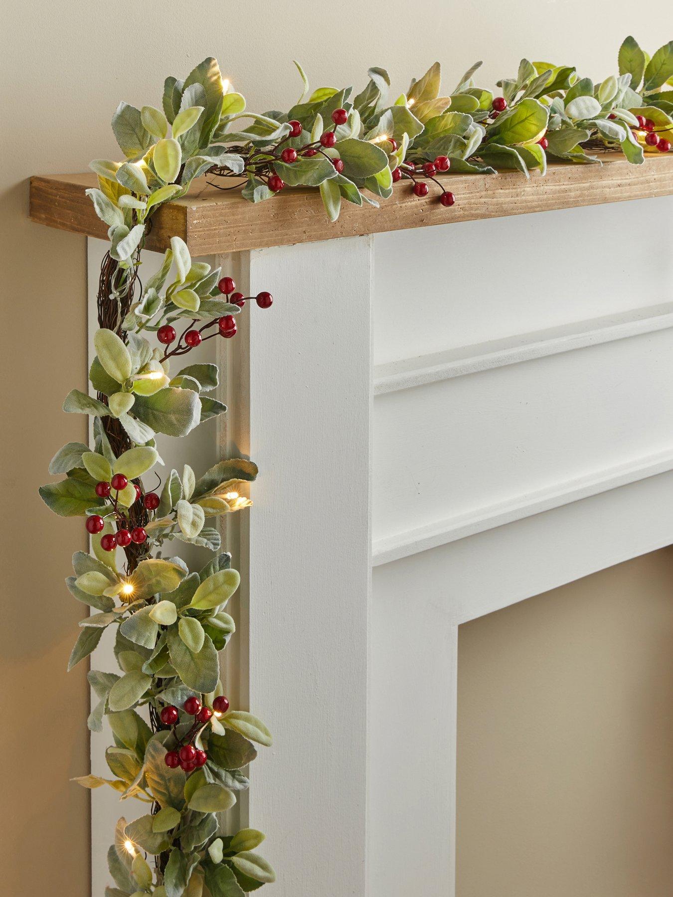 The Very Collection 6ft Prelit Lambsear And Berries Garland