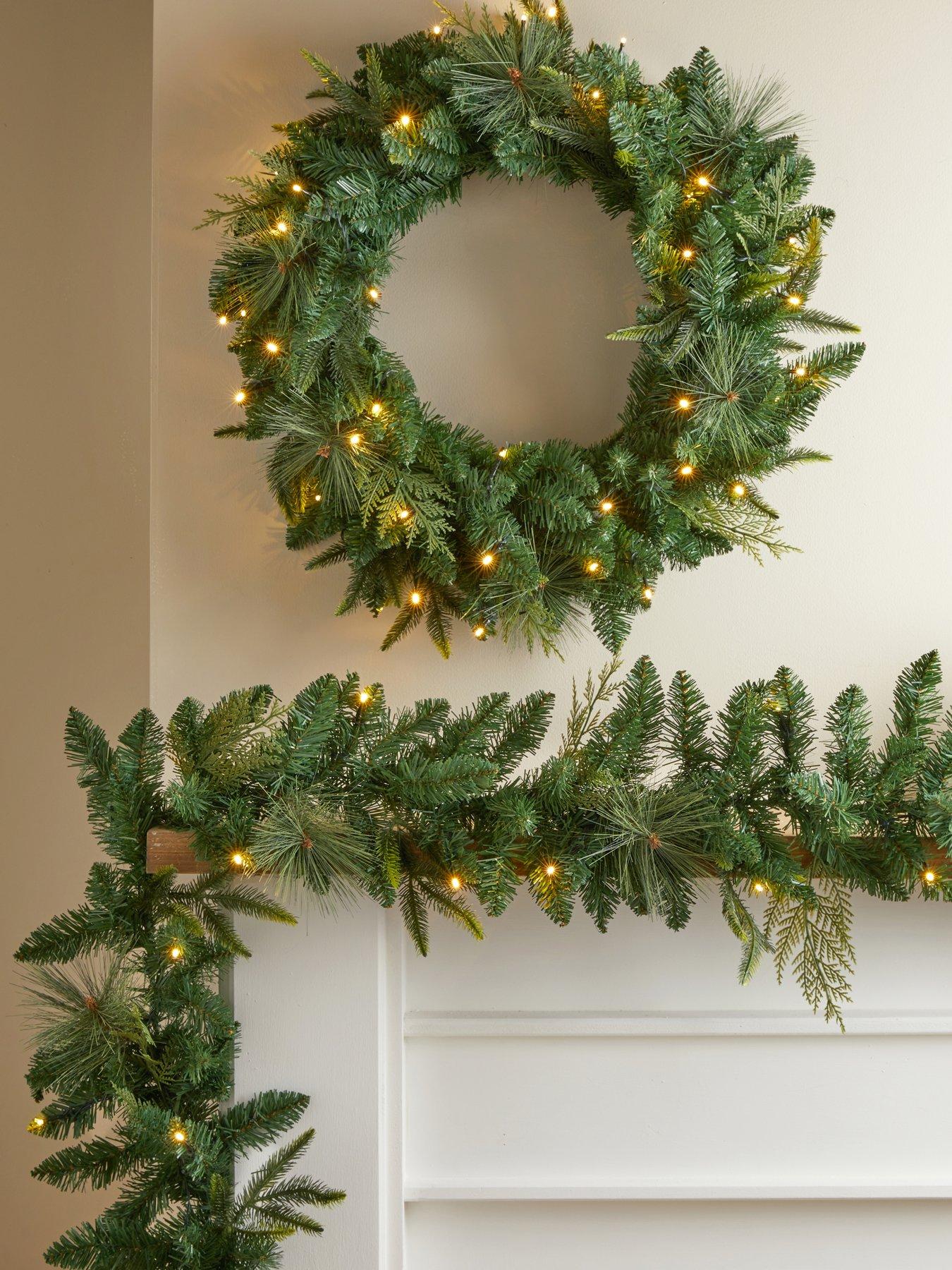 Image 1 of 5 of The Very Collection 6ft Prelit Mixed Leaf Christmas&nbsp;Garland