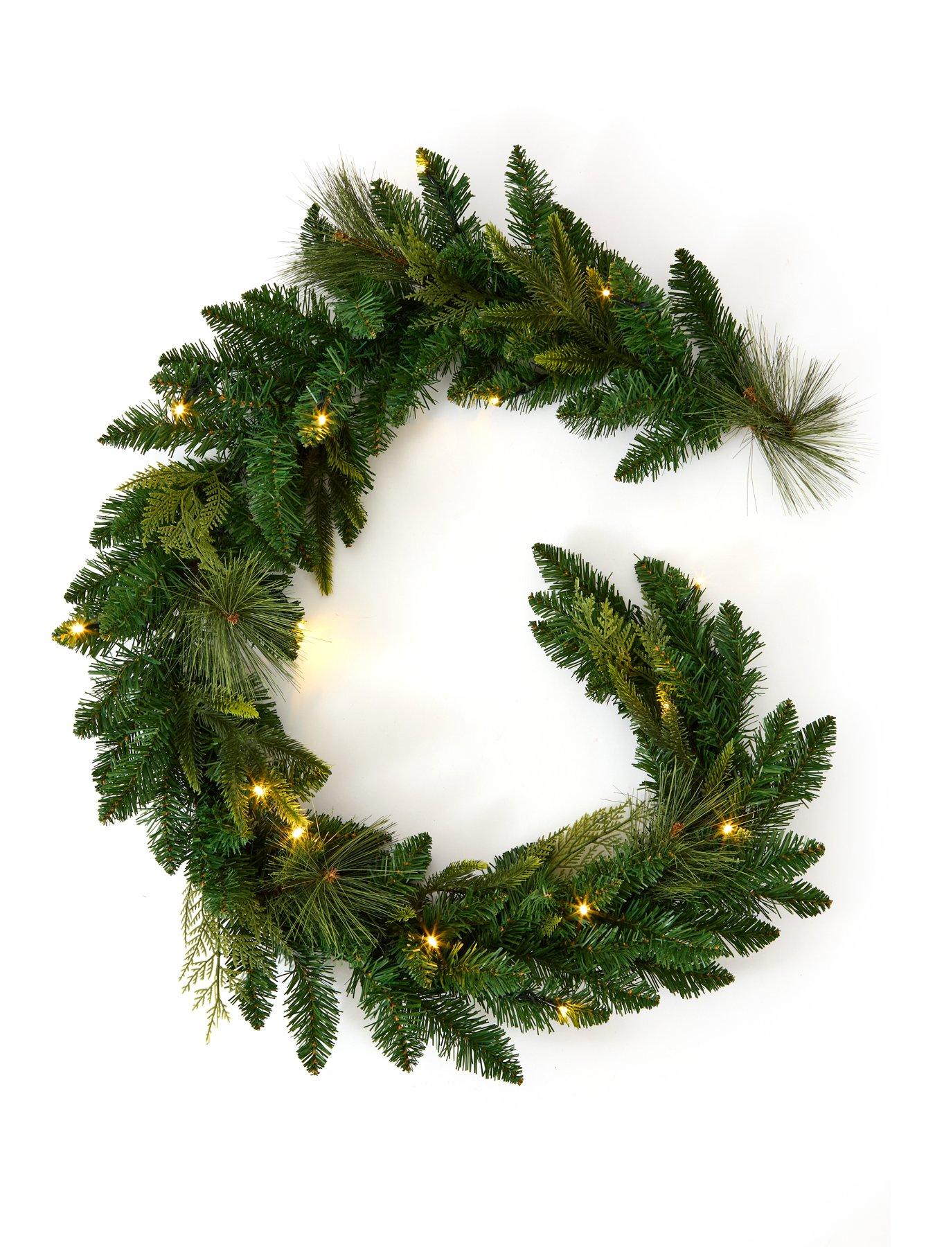 Image 3 of 5 of The Very Collection 6ft Prelit Mixed Leaf Christmas&nbsp;Garland