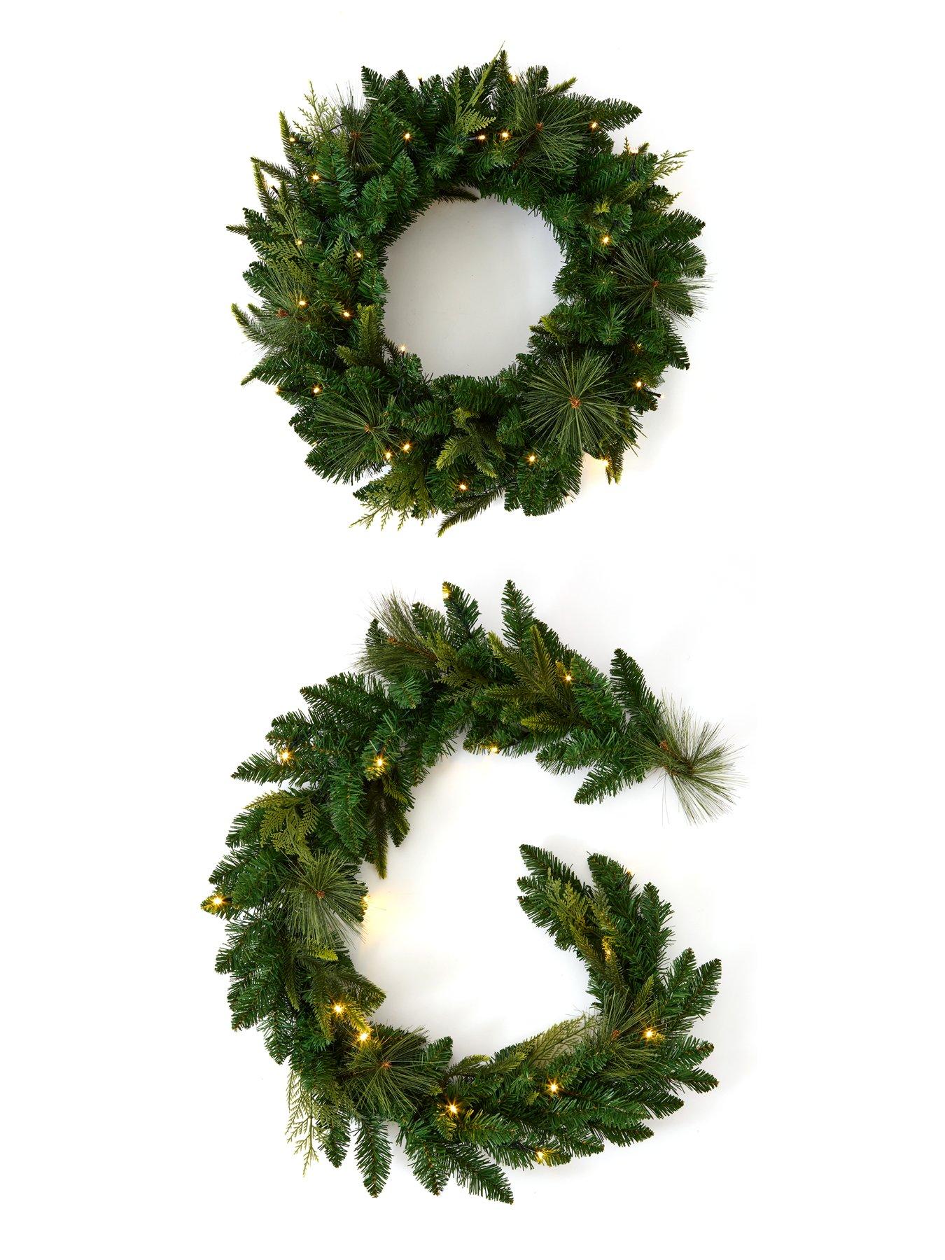 Image 5 of 5 of The Very Collection 6ft Prelit Mixed Leaf Christmas&nbsp;Garland