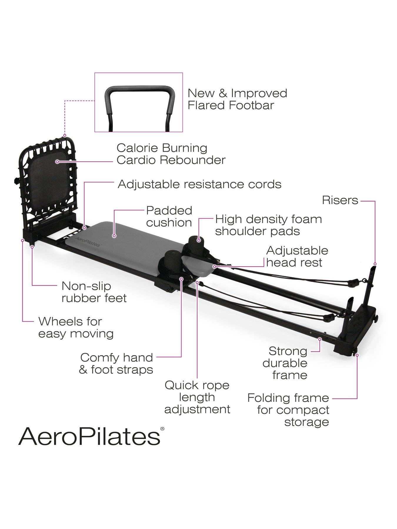 Image 7 of 8 of AeroPilates Reformer 4 Cord with Flared Footbar(Black & Pink)