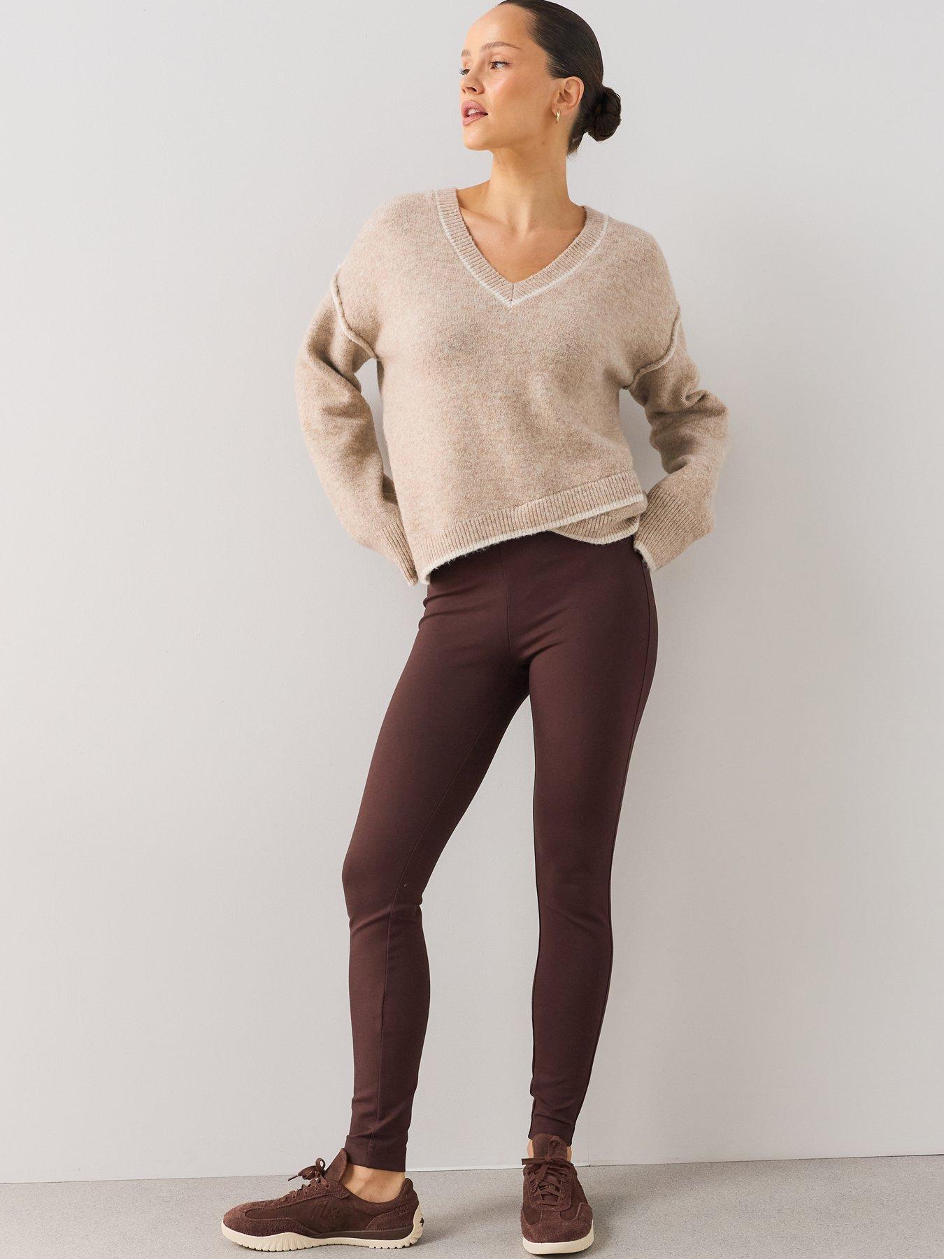 Image 6 of 7 of The Very Collection V Neck Tipping Jumper With Wool - Beige