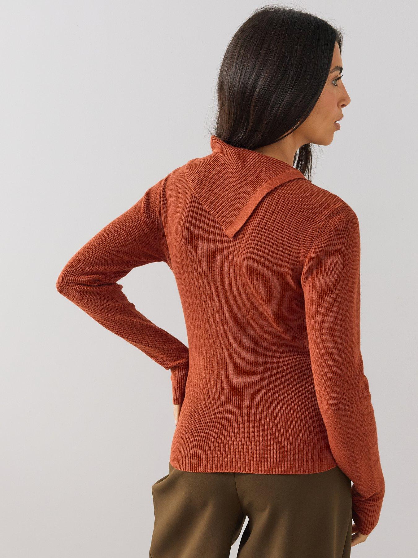 Image 2 of 6 of The Very Collection Womens Button Detail Rib Knit Jumper - Orange