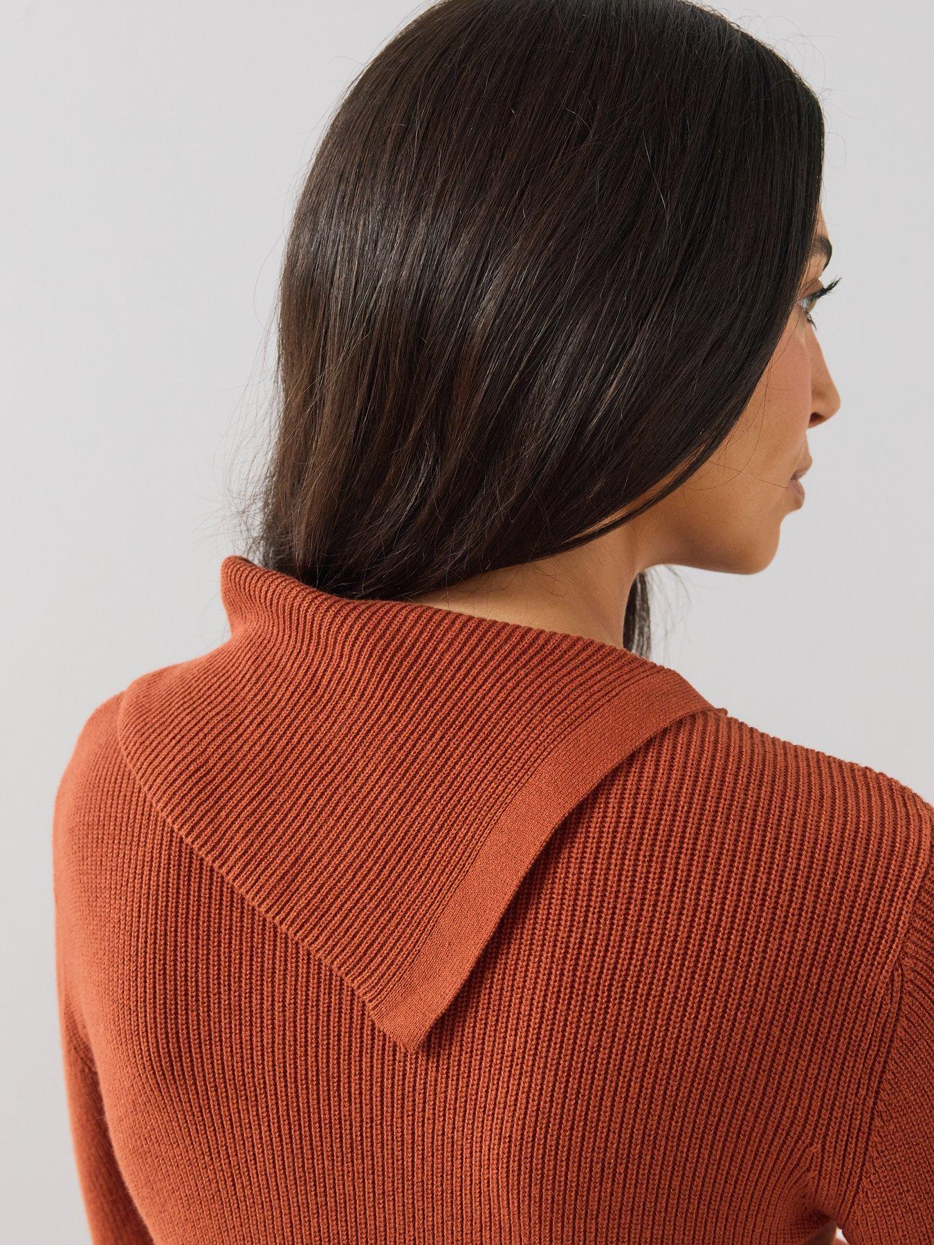 Image 5 of 6 of The Very Collection Womens Button Detail Rib Knit Jumper - Orange
