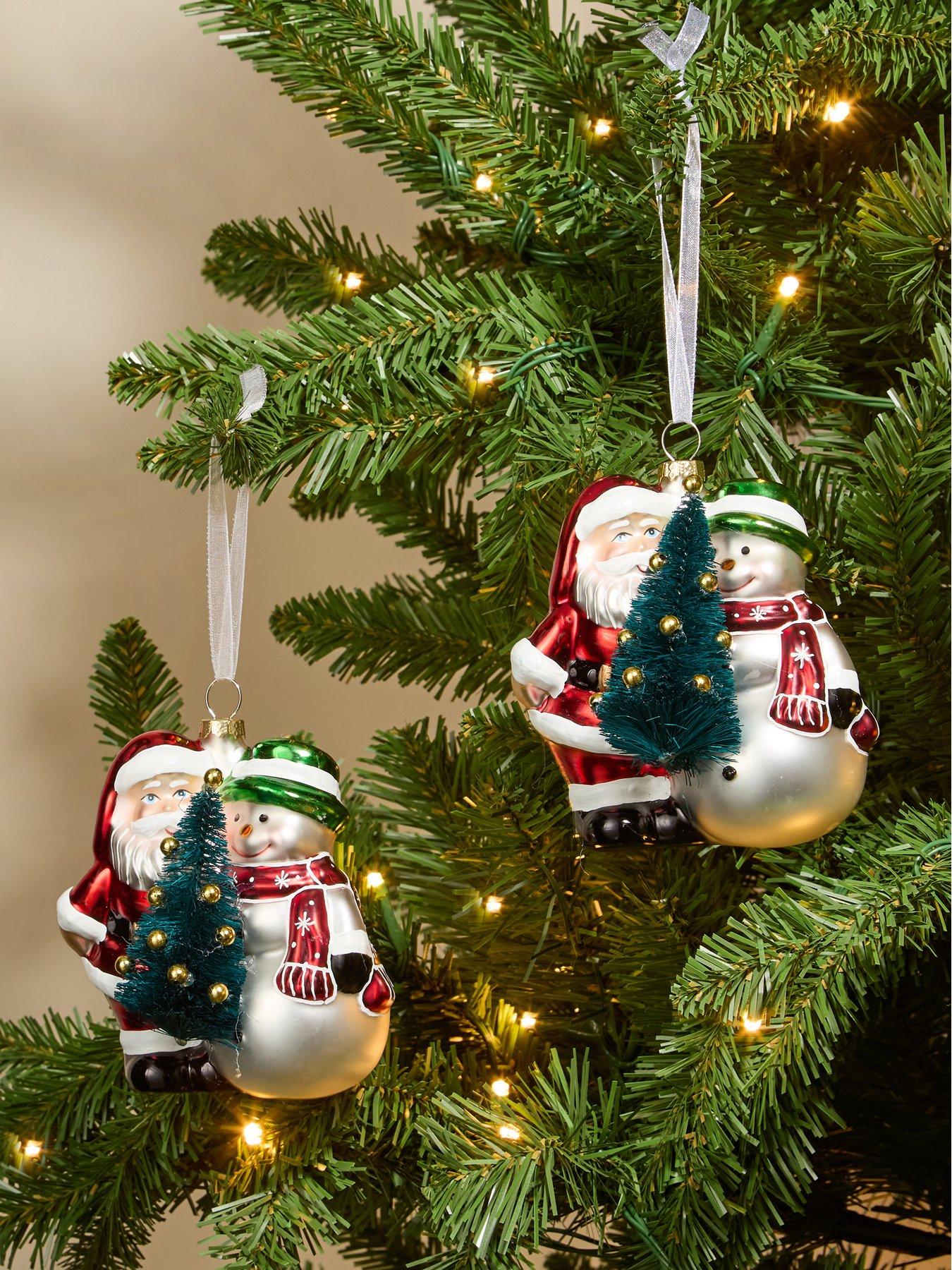 Image 1 of 3 of The Very Collection Set of 2&nbsp;Santa&nbsp;and Snowman Christmas Tree Decorations