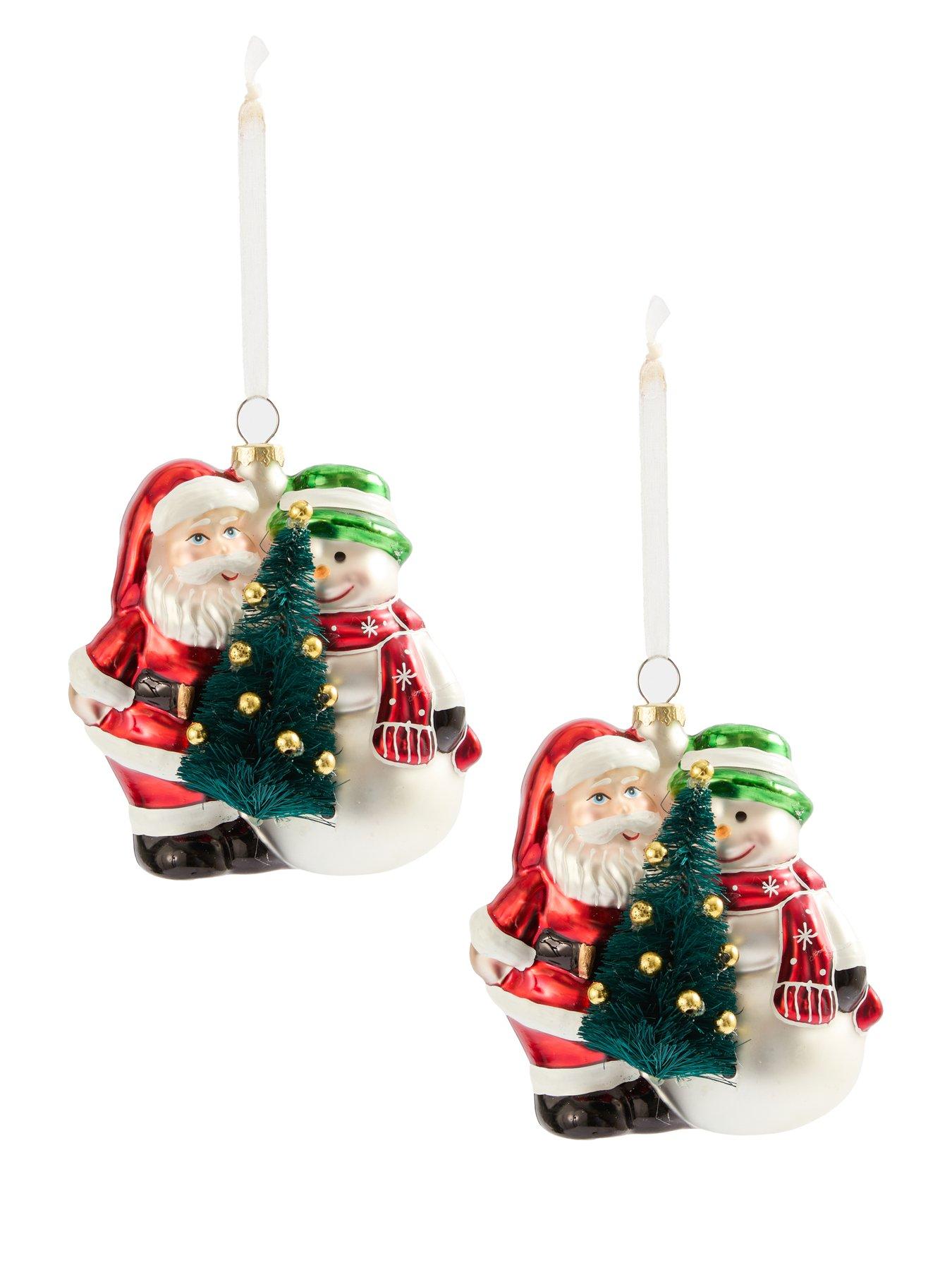 Image 3 of 3 of The Very Collection Set of 2&nbsp;Santa&nbsp;and Snowman Christmas Tree Decorations