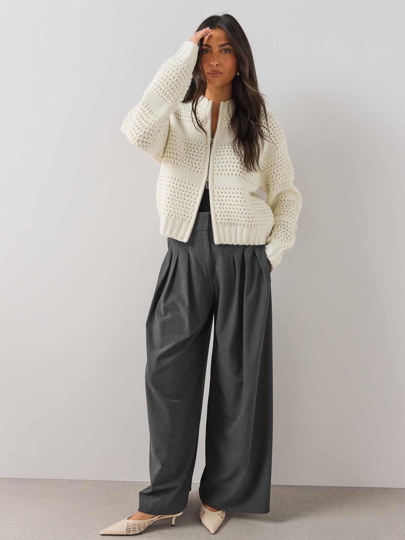Image 3 of 6 of The Very Collection Womens Zip Through Knitted Bomber Cardigan - Cream