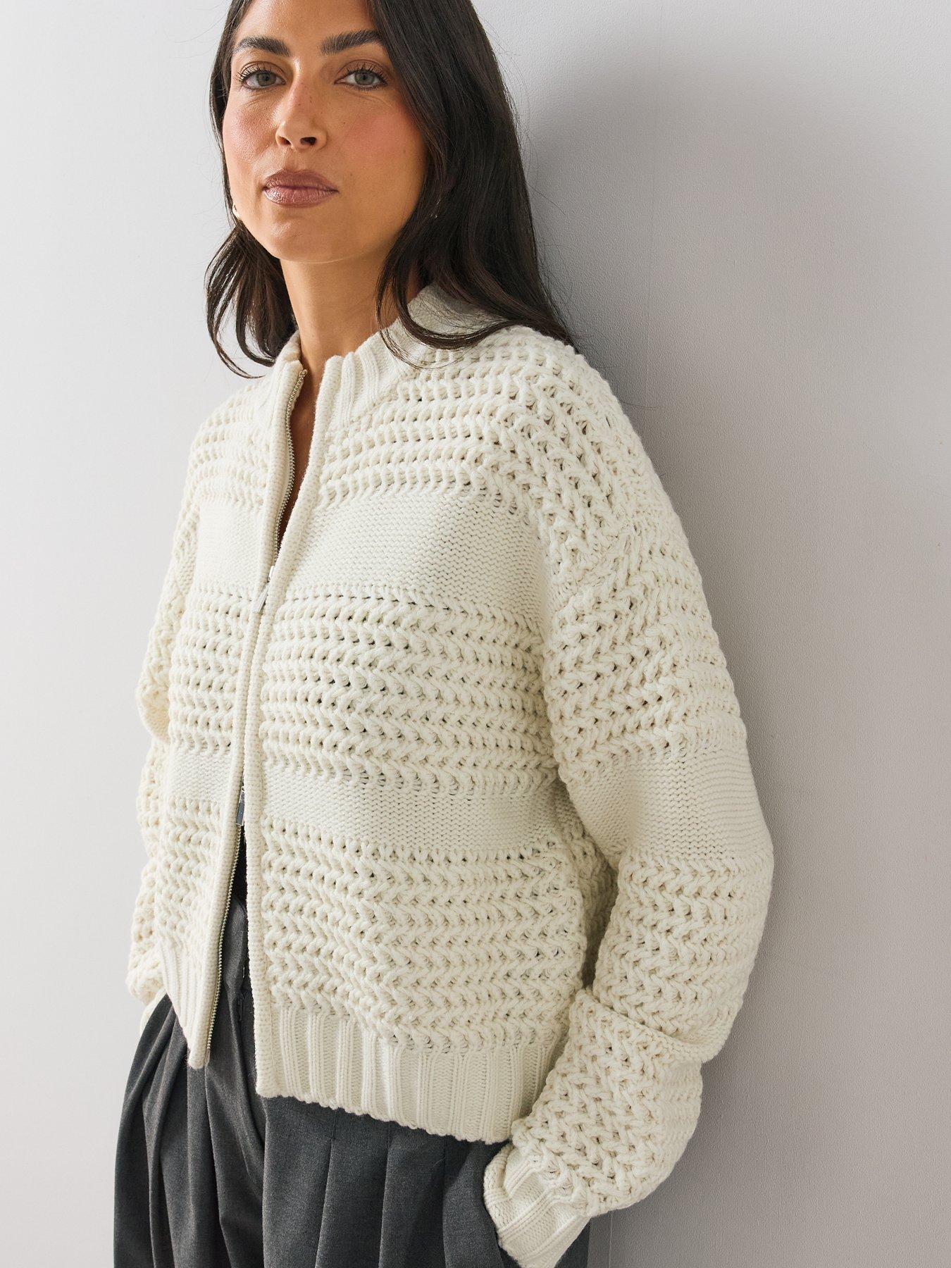 Image 5 of 6 of The Very Collection Womens Zip Through Knitted Bomber Cardigan - Cream