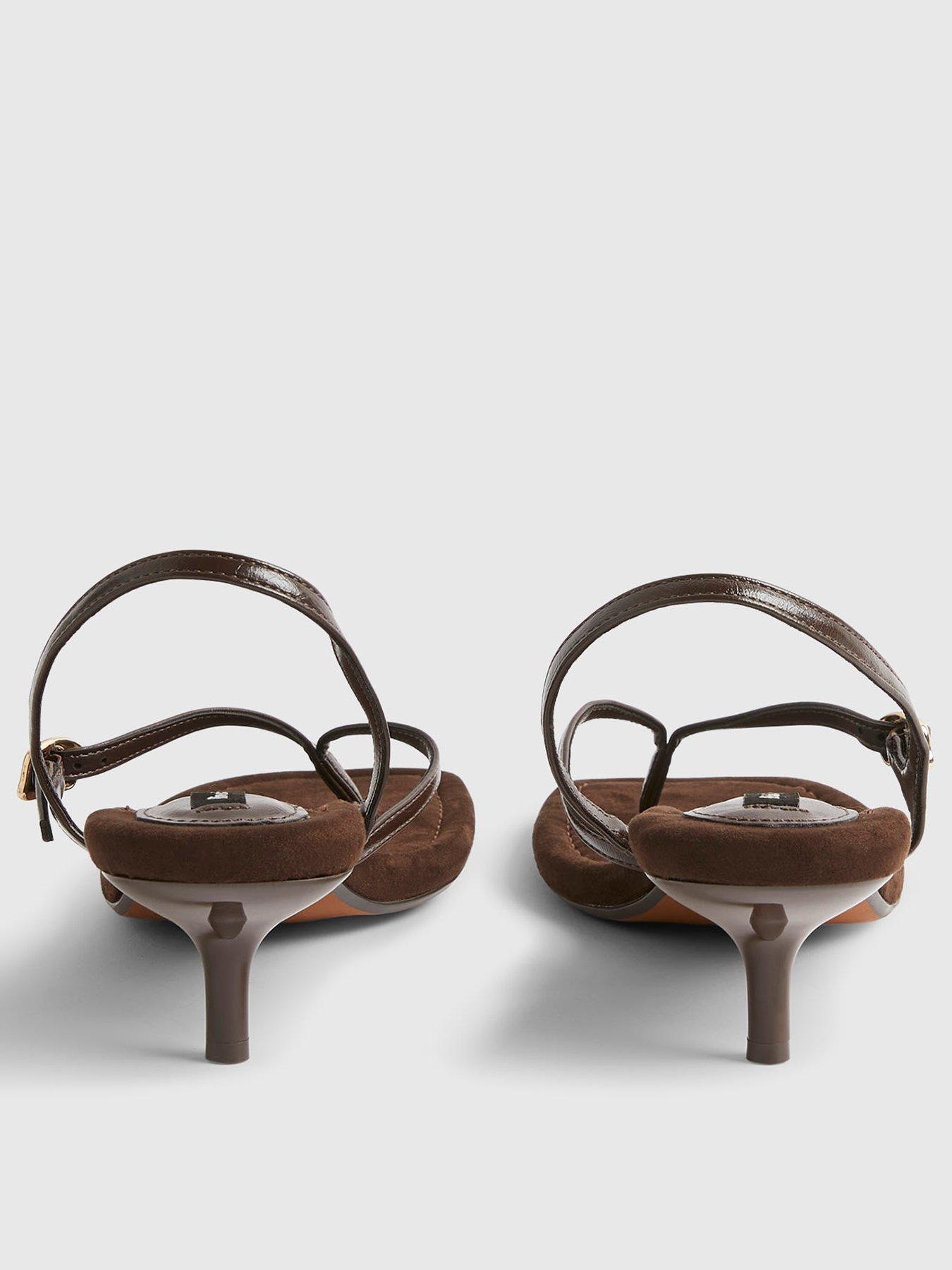 Image 4 of 5 of River Island Toe Thong Low Heel Sandal - Brown