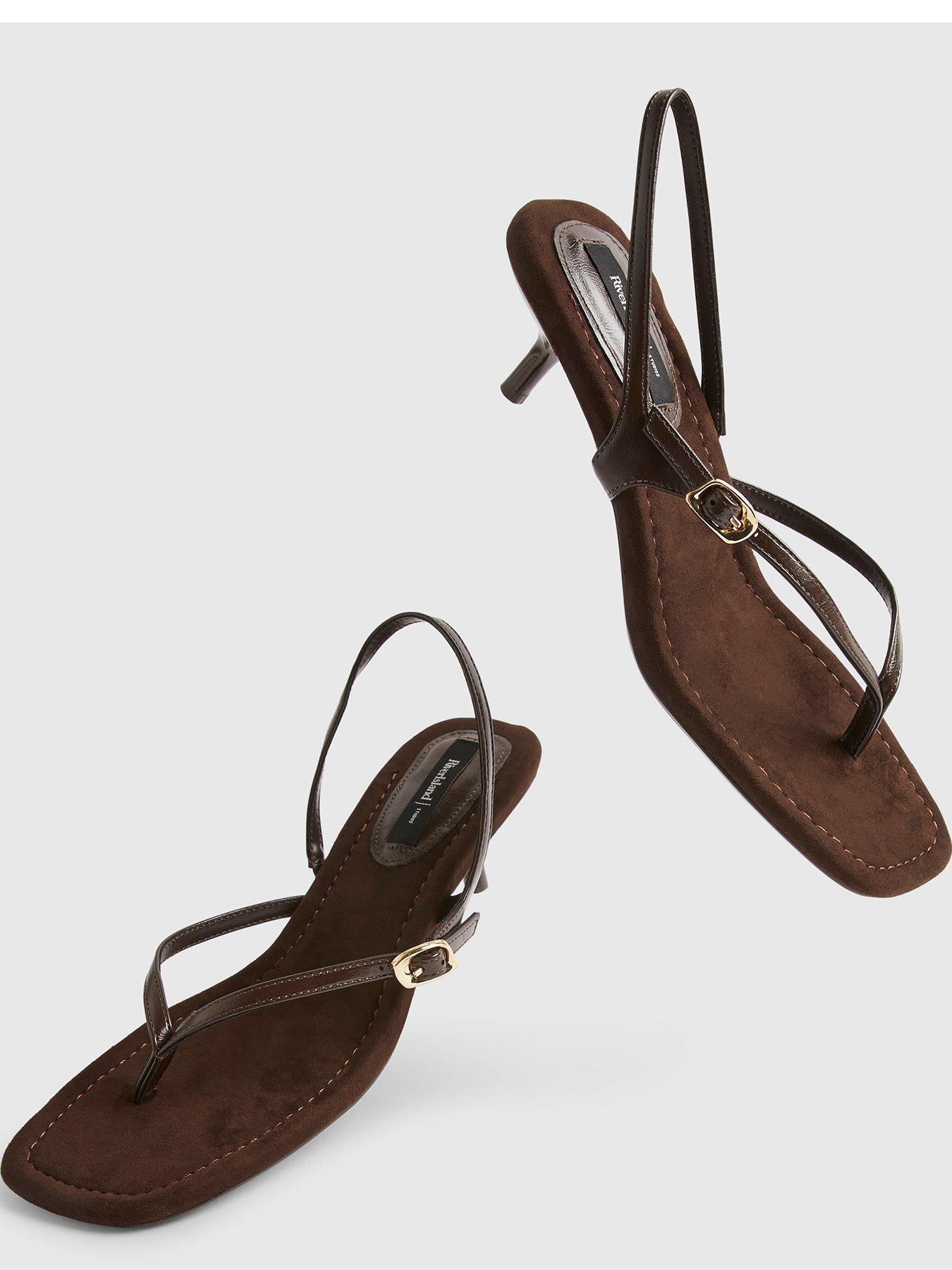 Image 5 of 5 of River Island Toe Thong Low Heel Sandal - Brown