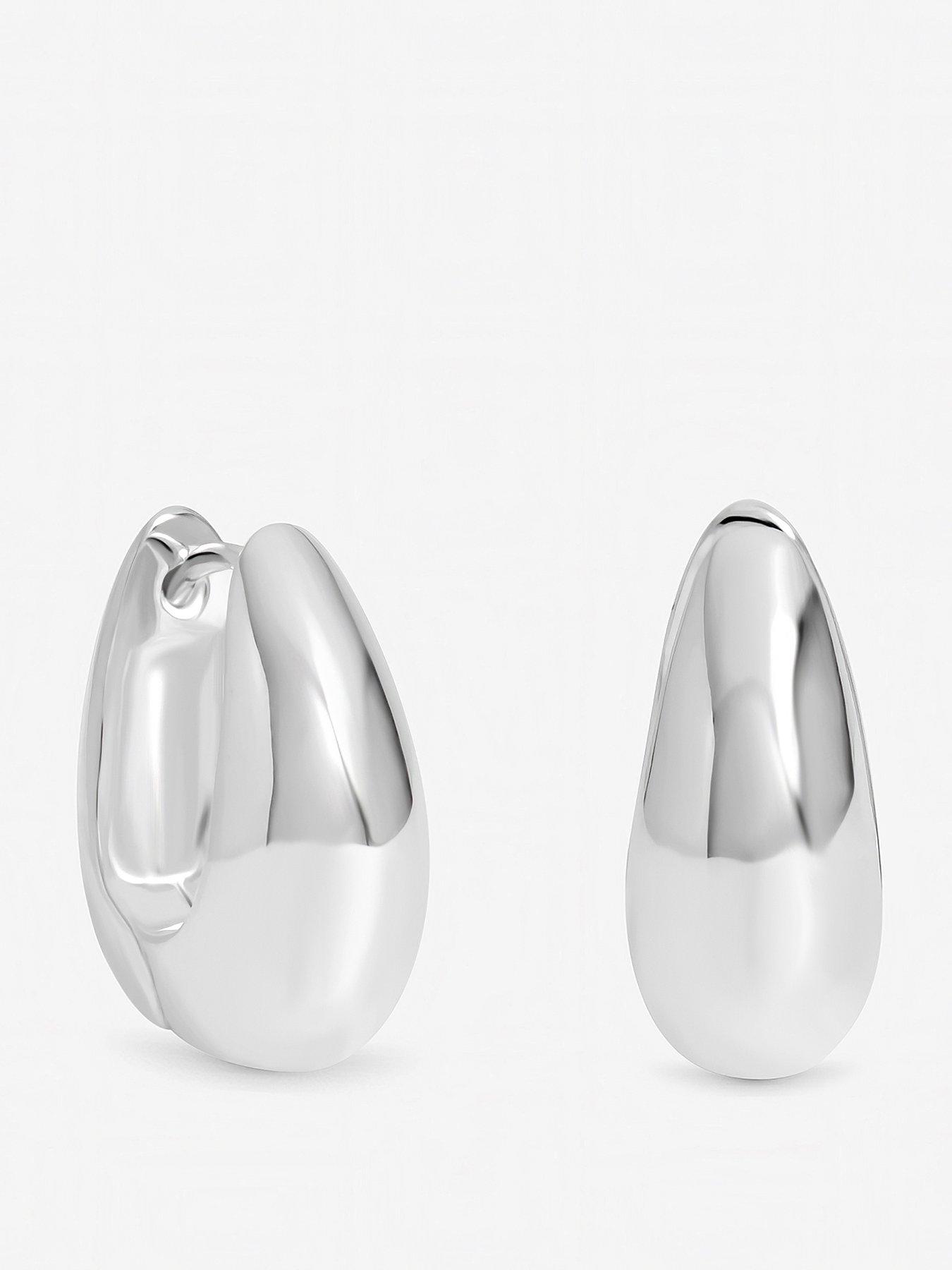 Inicio Inicio Sterling Silver Plated Polished Dome Hoops - Gift Pouch
