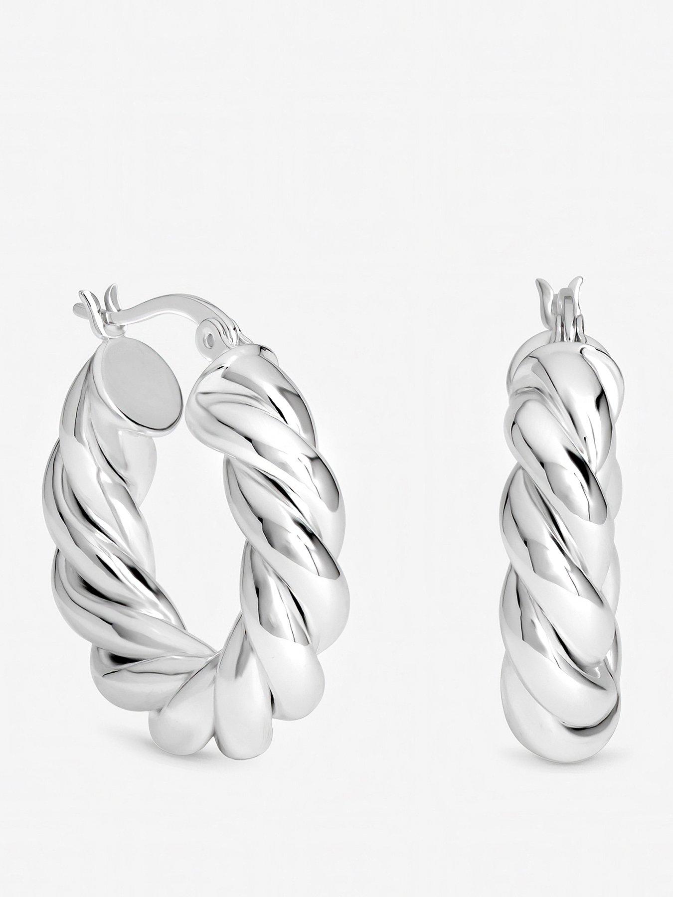 Inicio Inicio Sterling Silver Plated Twisted Chubby Hoops - Gift Pouch