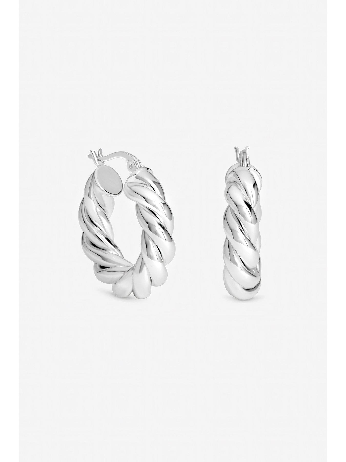 Image 2 of 3 of Inicio Sterling Silver Twisted Chubby Hoops - Gift Pouch
