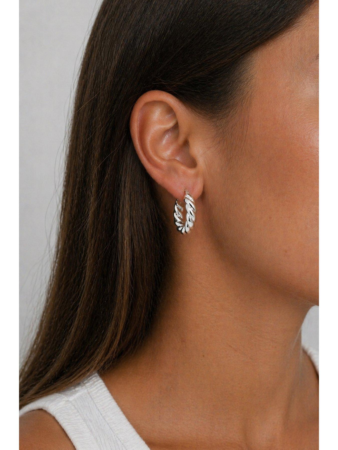 Image 3 of 3 of Inicio Sterling Silver Twisted Chubby Hoops - Gift Pouch