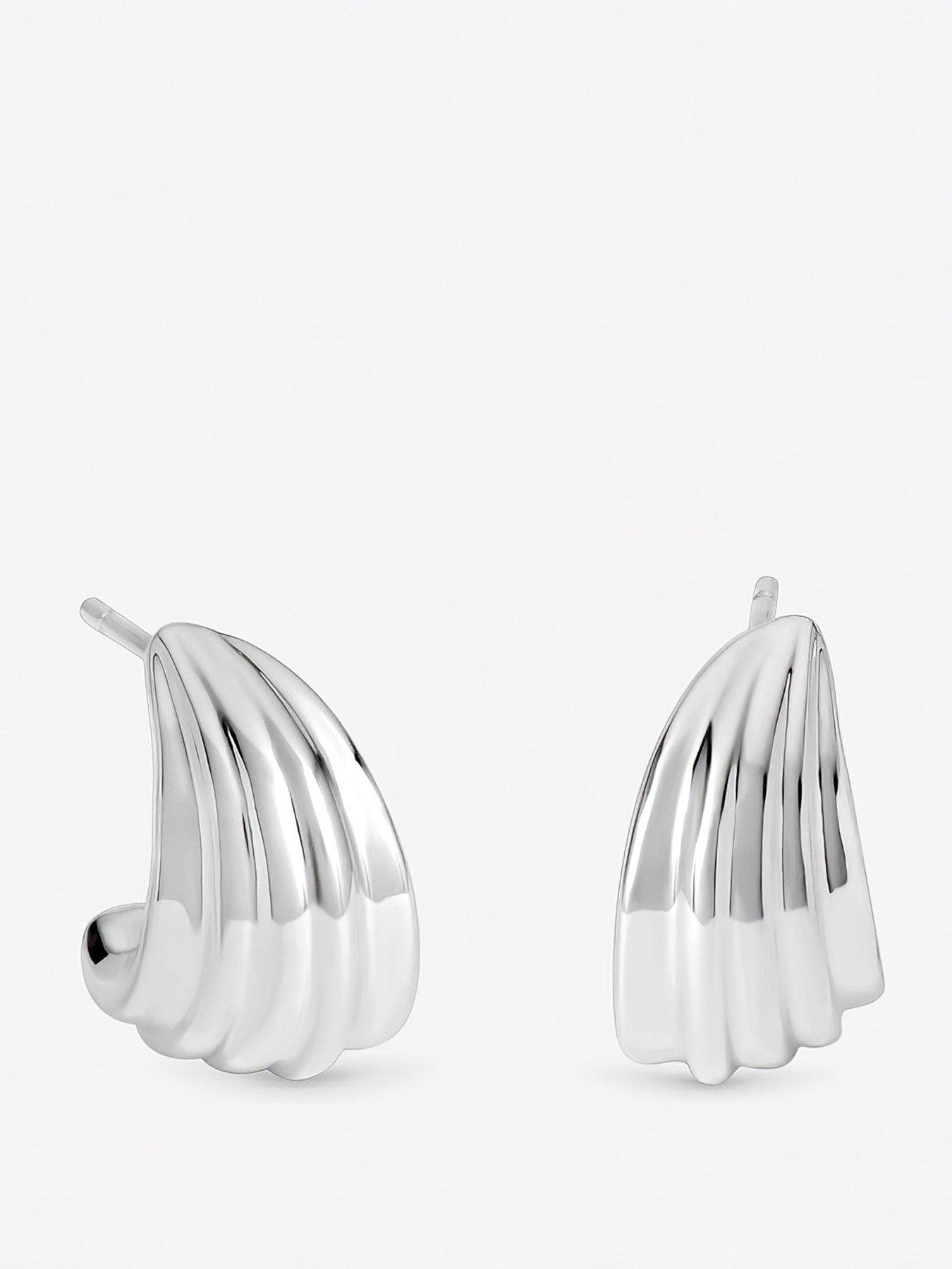 Inicio Inicio Sterling Silver Plated Small Ridged Studs - Gift Pouch