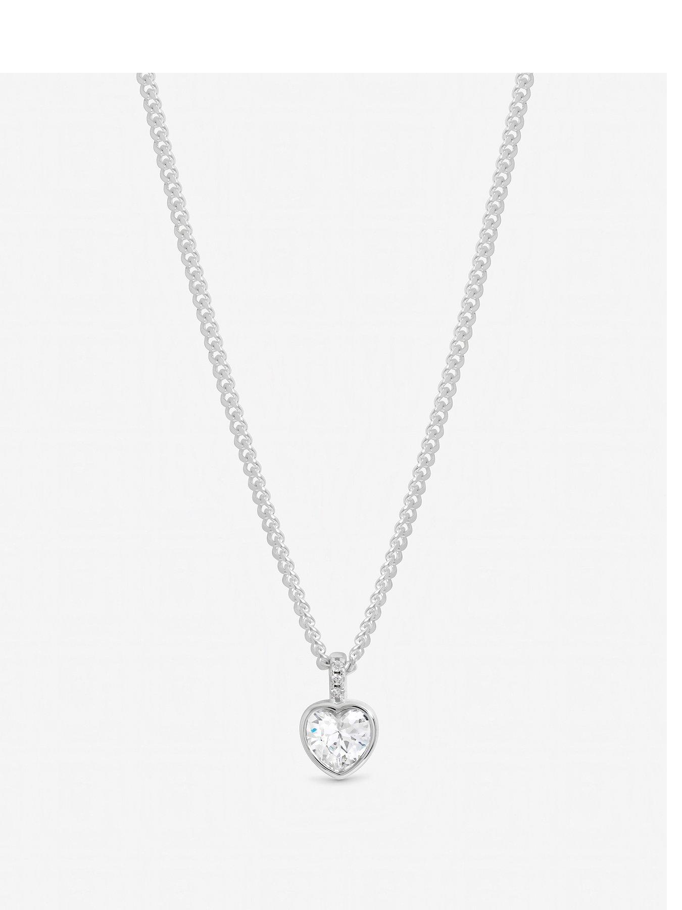 Inicio Inicio Sterling Silver Plated Heart Bezel Necklace - Gift Pouch