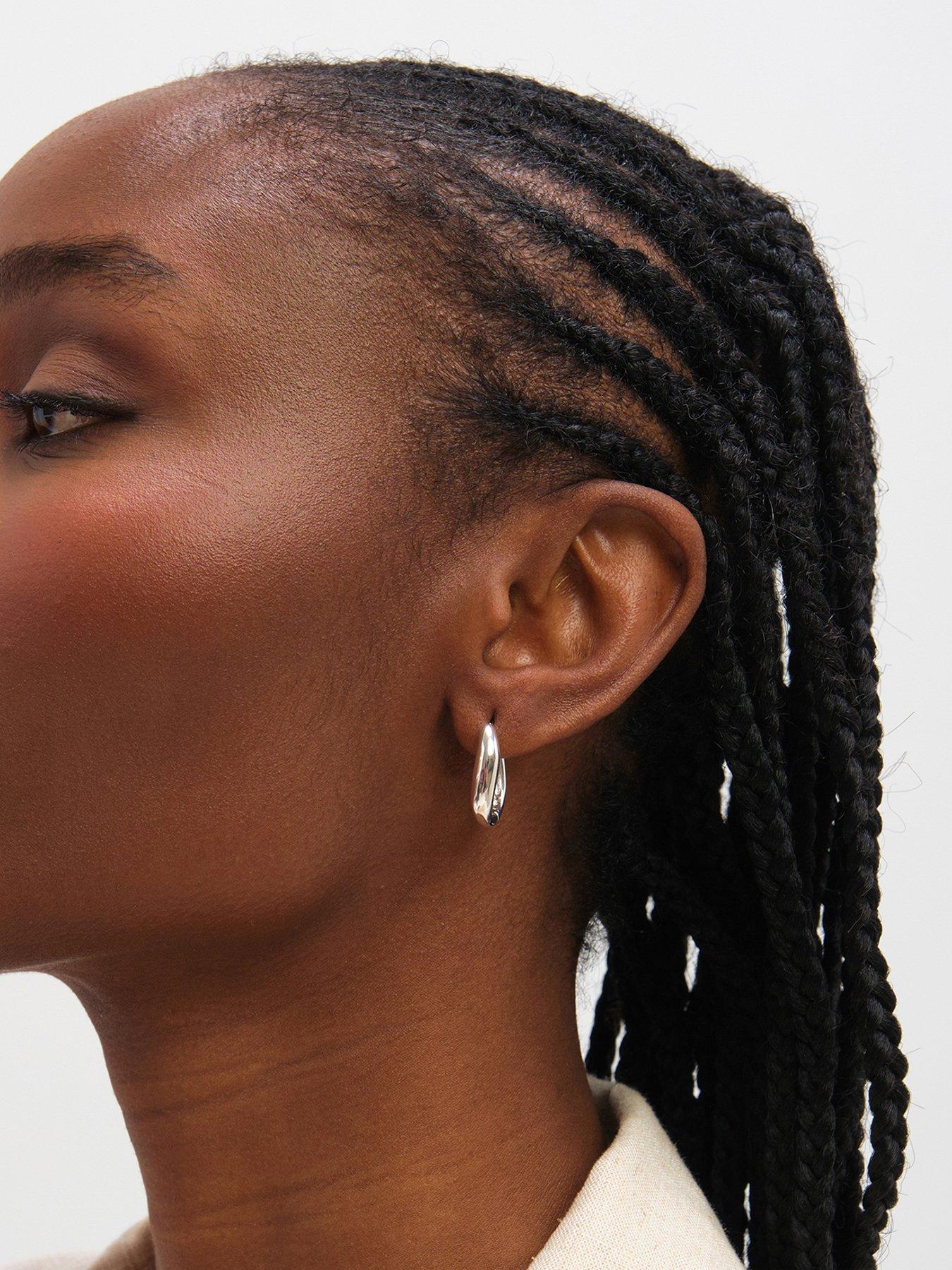 Inicio Inicio Sterling Silver Plated Polished Fluid Twist Hoops