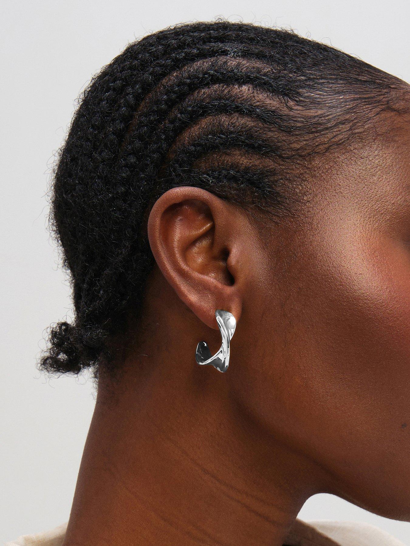 Image 1 of 3 of Inicio Sterling Silver Large Polished Twist Hoops