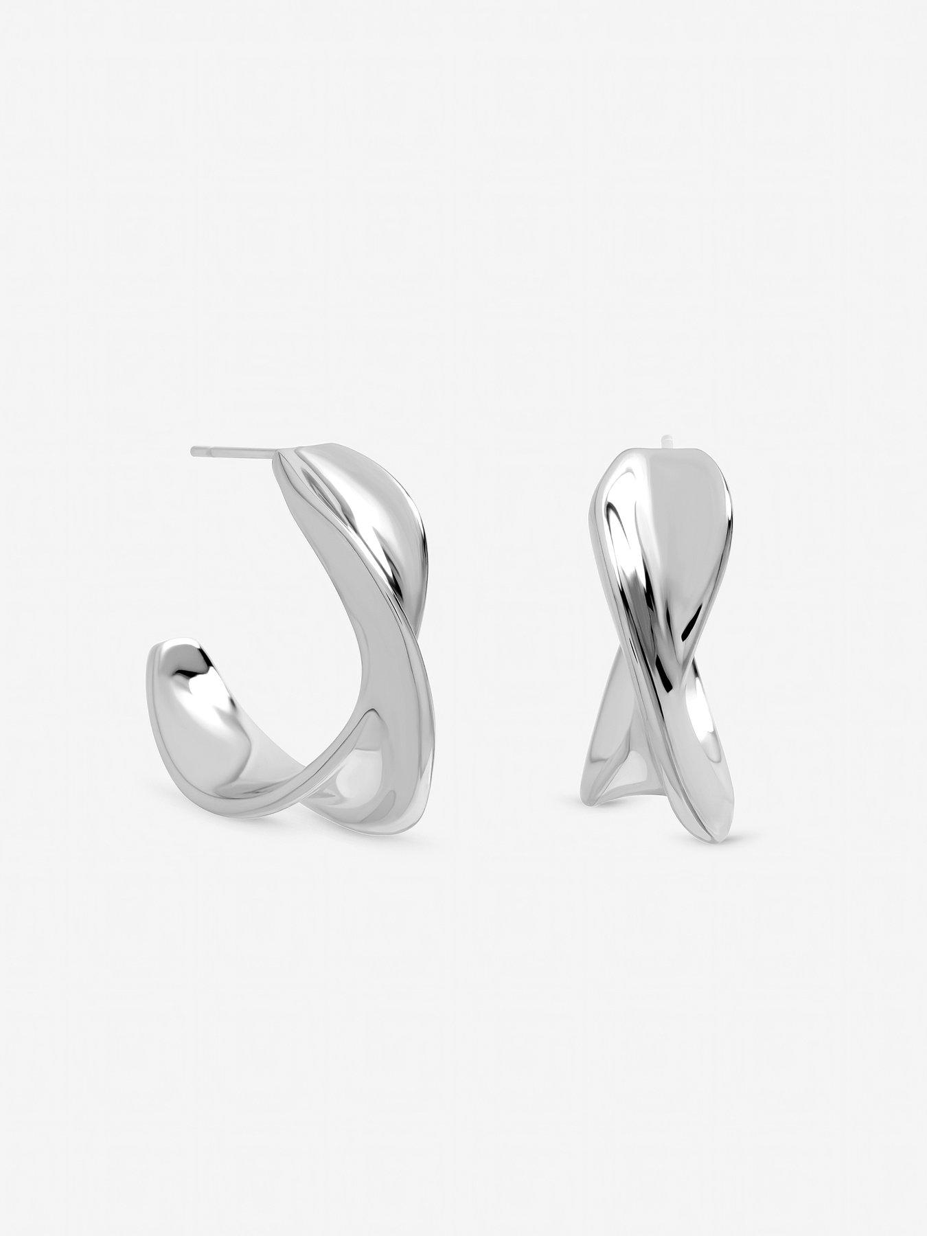 Image 2 of 3 of Inicio Sterling Silver Large Polished Twist Hoops