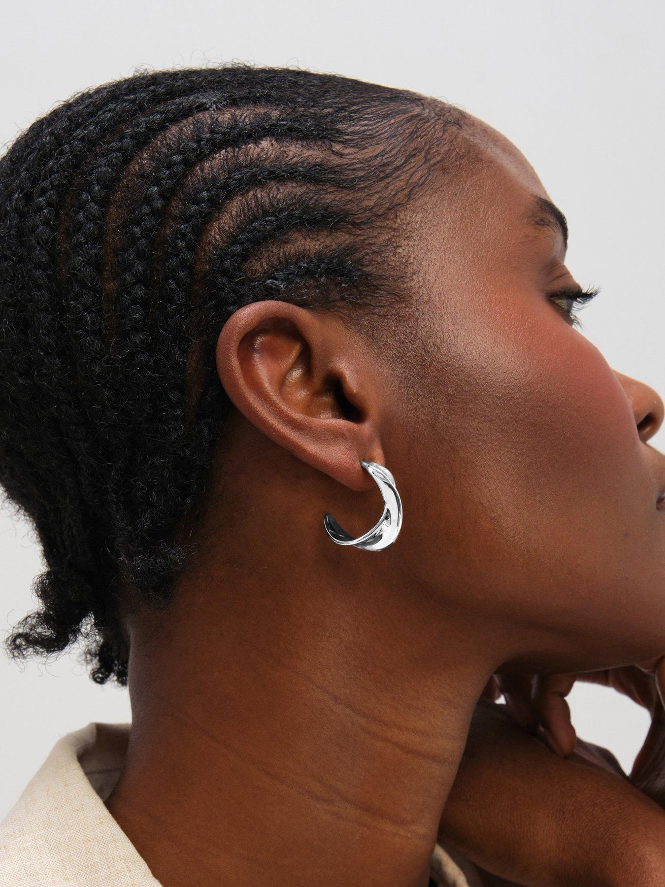 Image 3 of 3 of Inicio Sterling Silver Large Polished Twist Hoops