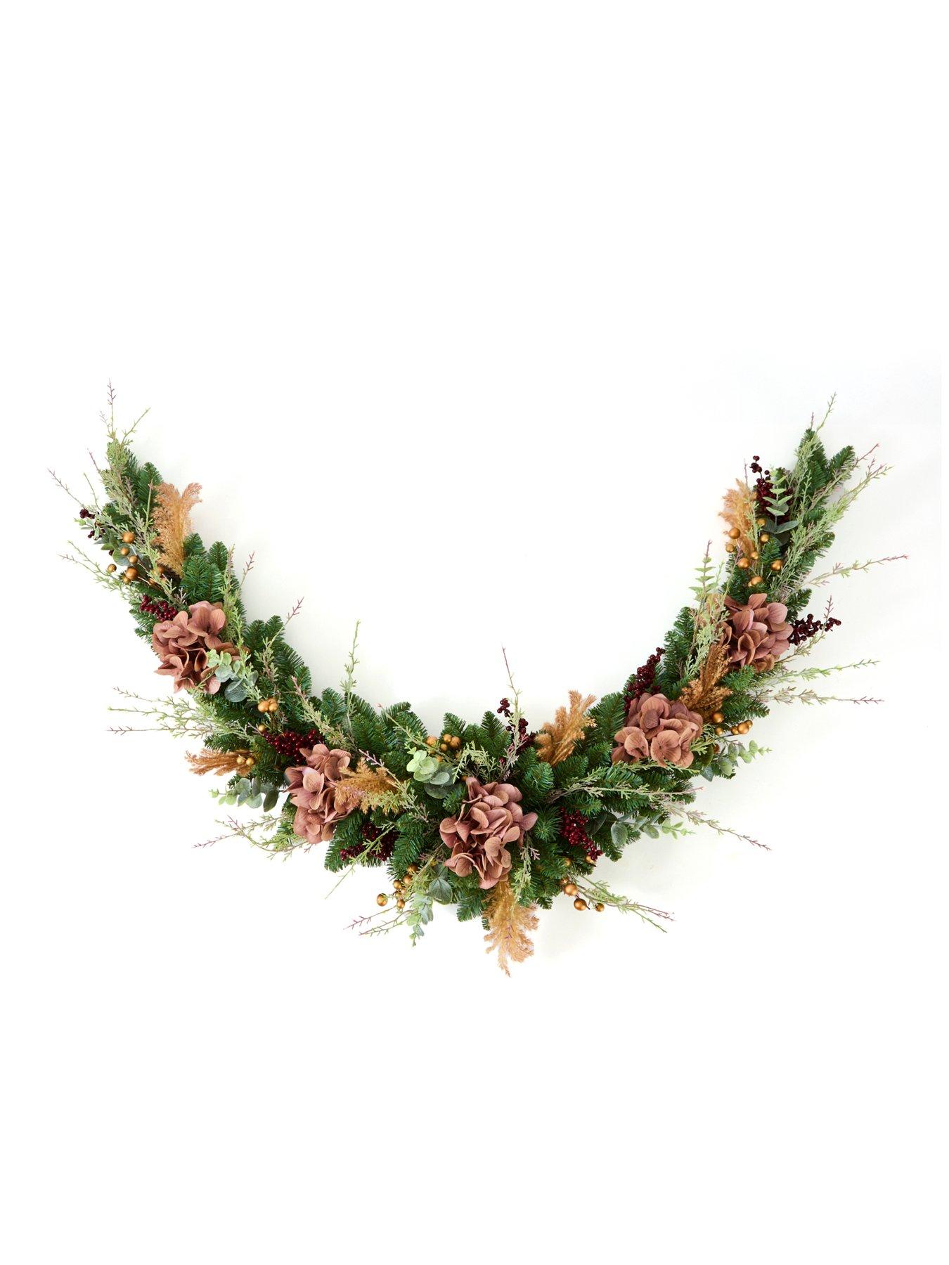 Image 2 of 4 of The Very Collection Hydrangea and Foliage Christmas Swag -&nbsp;Mauve