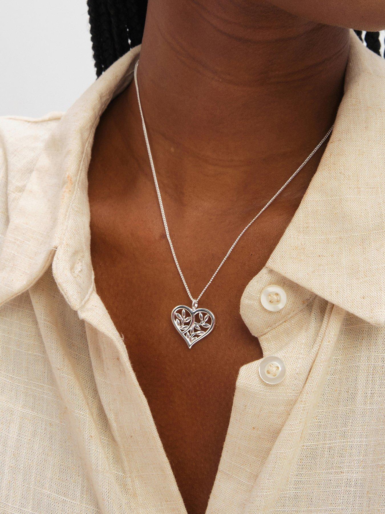 Inicio Inicio Sterling Silver Plated Polished Tree Of Love Pendant - Gift Pouch