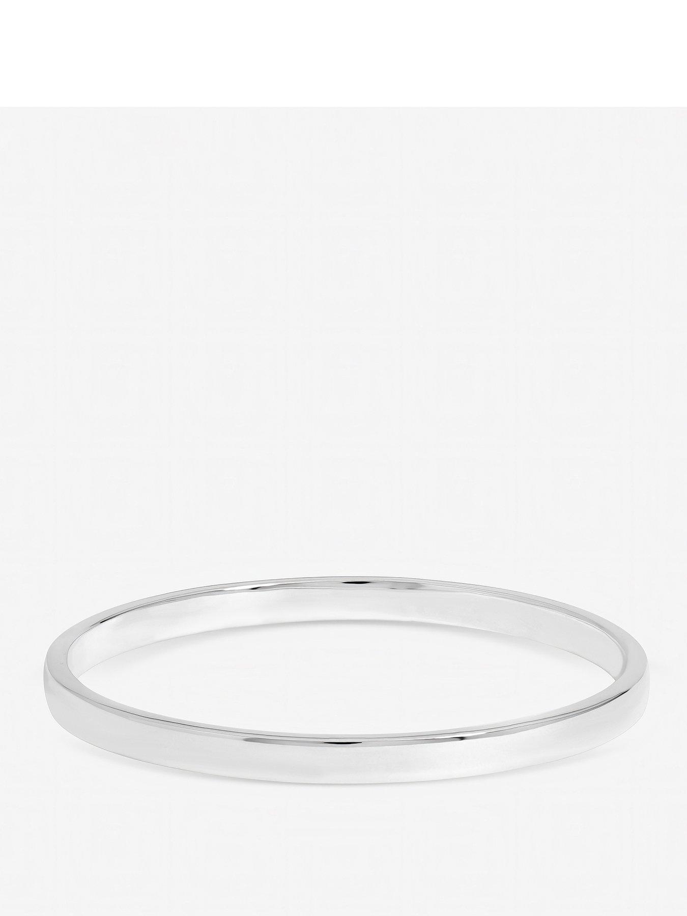 Inicio Sterling Silver Plated Polished Bangle - Gift Pouch