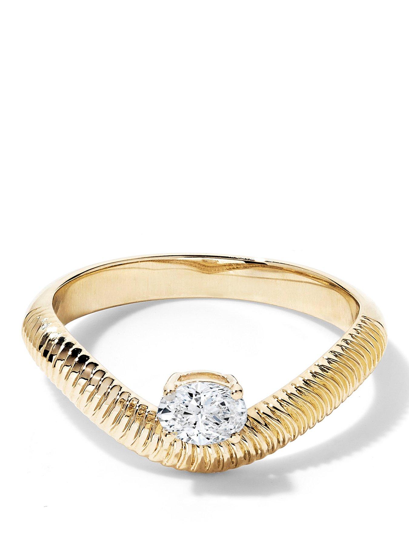 Image 1 of 4 of Created Brilliance Thea 9ct Yellow Gold  Lab Grown Diamond Floating Solitaire Band Ring