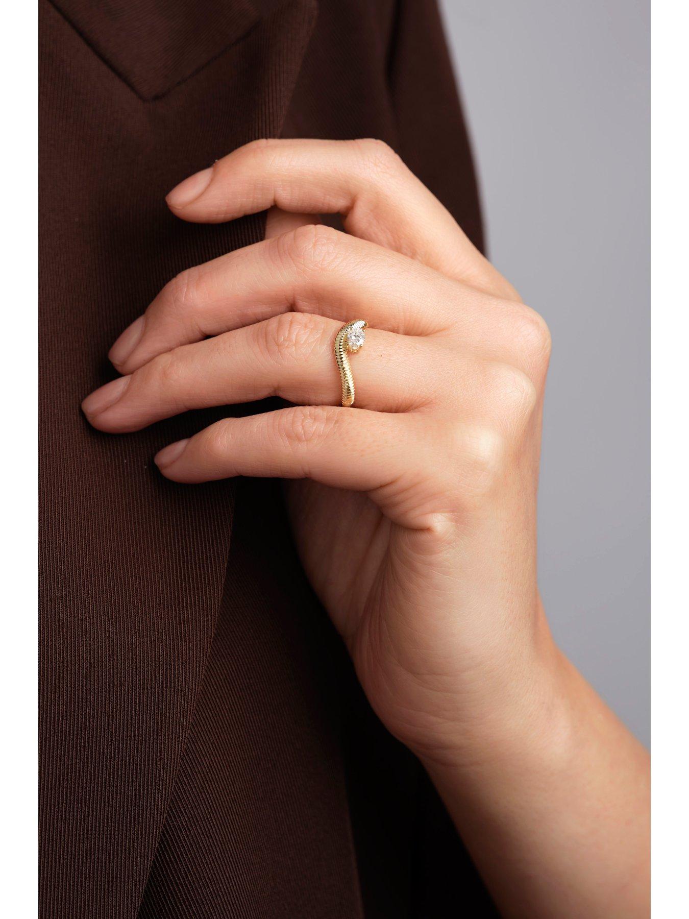 Image 3 of 4 of Created Brilliance Thea 9ct Yellow Gold  Lab Grown Diamond Floating Solitaire Band Ring