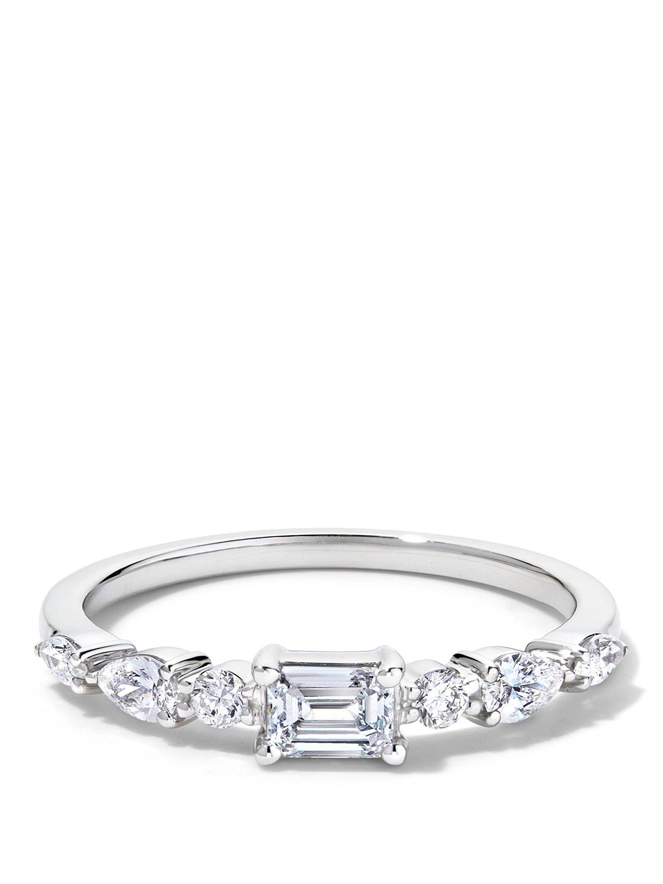 Created Brilliance Constance 9ct White Gold 0.55ct tw. Lab Grown Diamond East-West Emerald Cut Ring