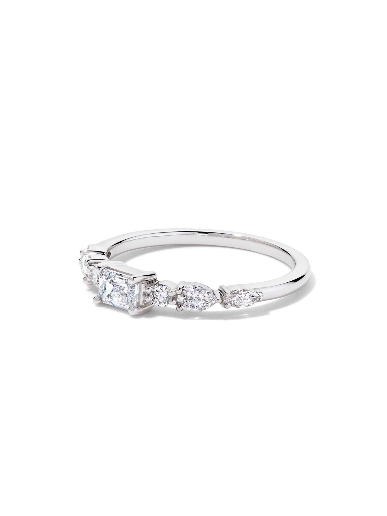 Image 2 of 4 of Created Brilliance 9ct White Gold Lab Grown Diamond East-West Emerald Cut Ring