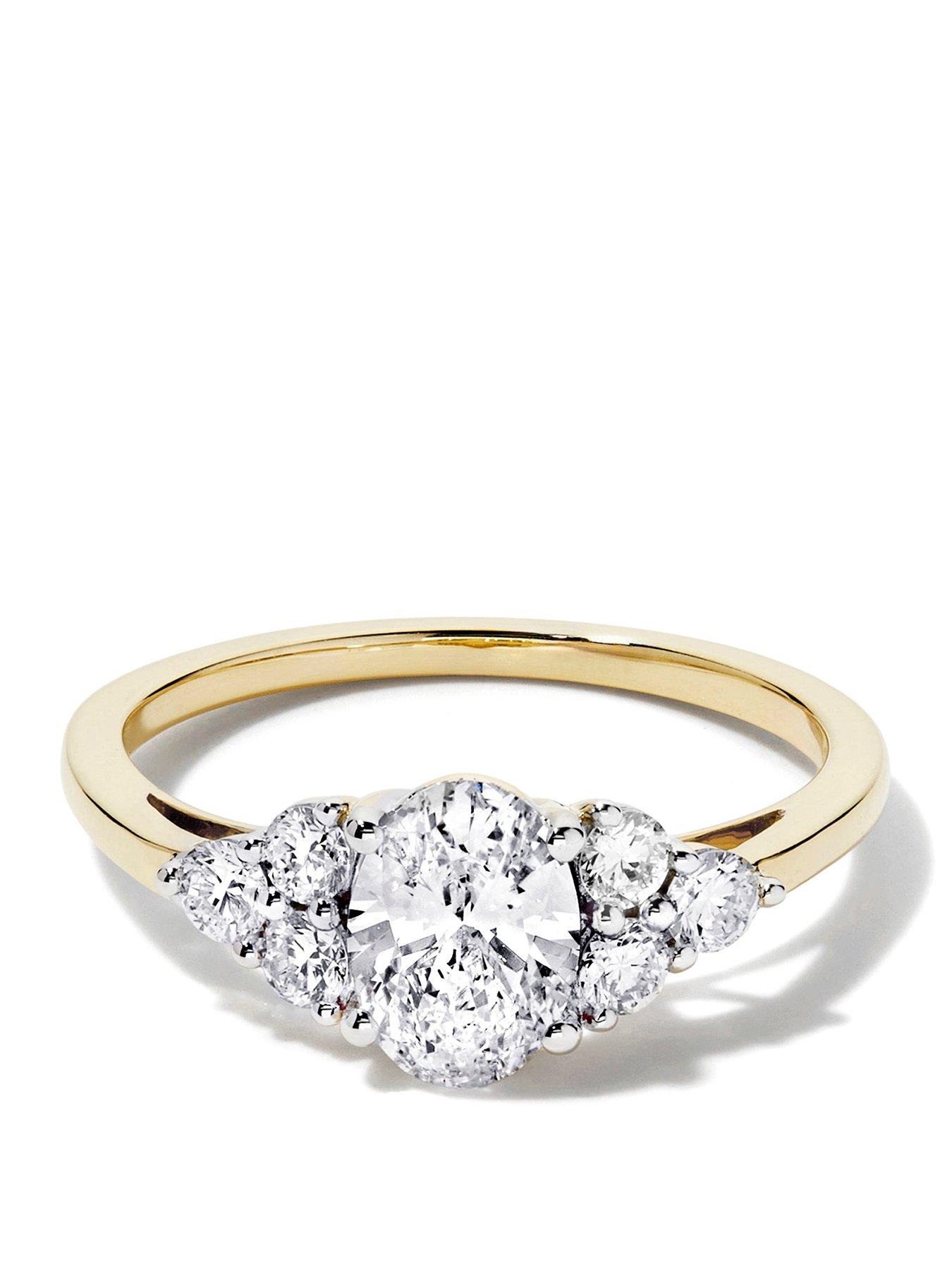 Created Brilliance Samara 9ct Yellow Gold 1.12ct tw. Lab Grown Diamond Oval Cluster Engagement Ring