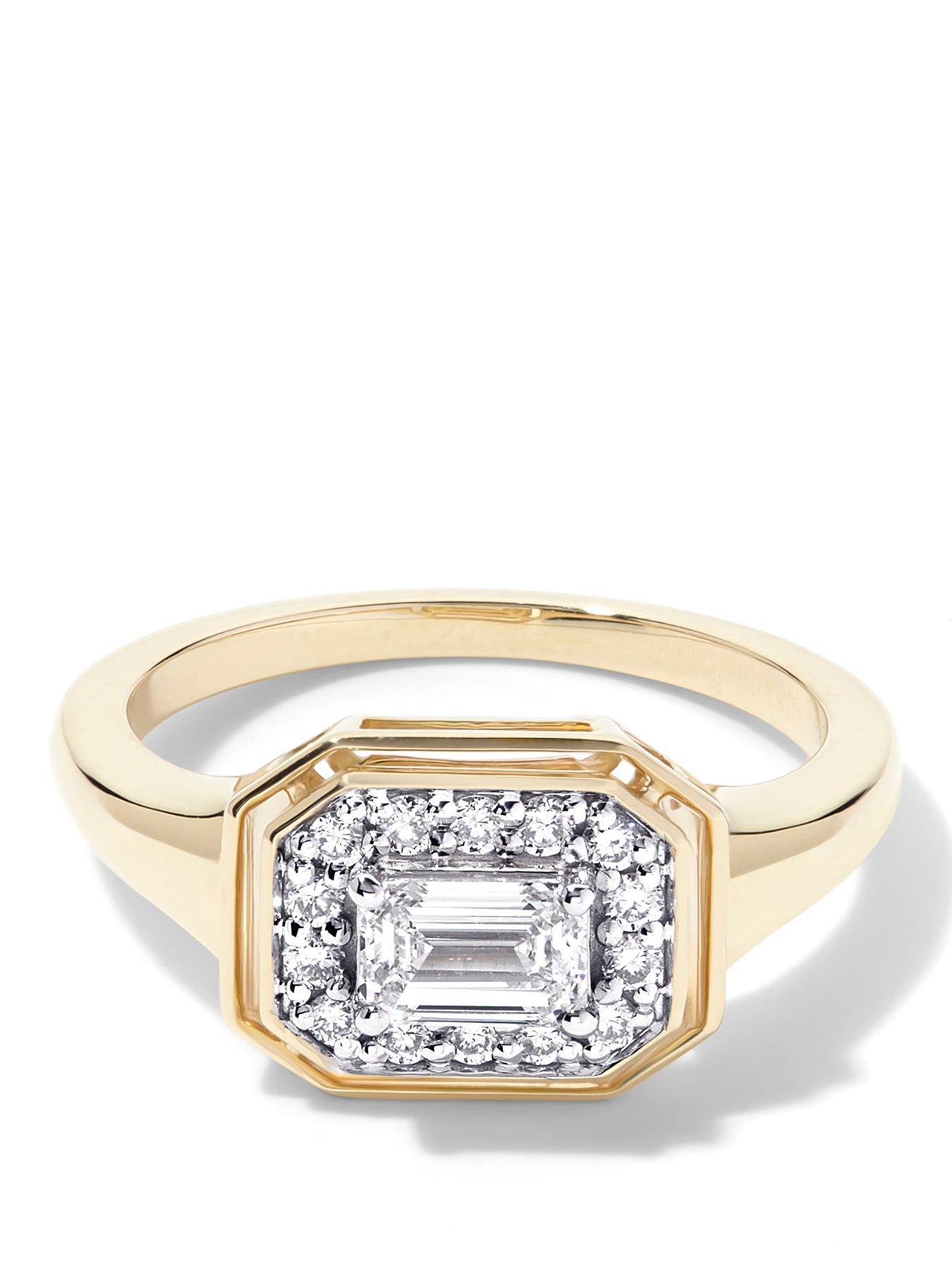 Created Brilliance Clara 9ct Yellow Gold 0.71ct tw. Lab Grown Diamond East- West Bezel Set Cluster Ring