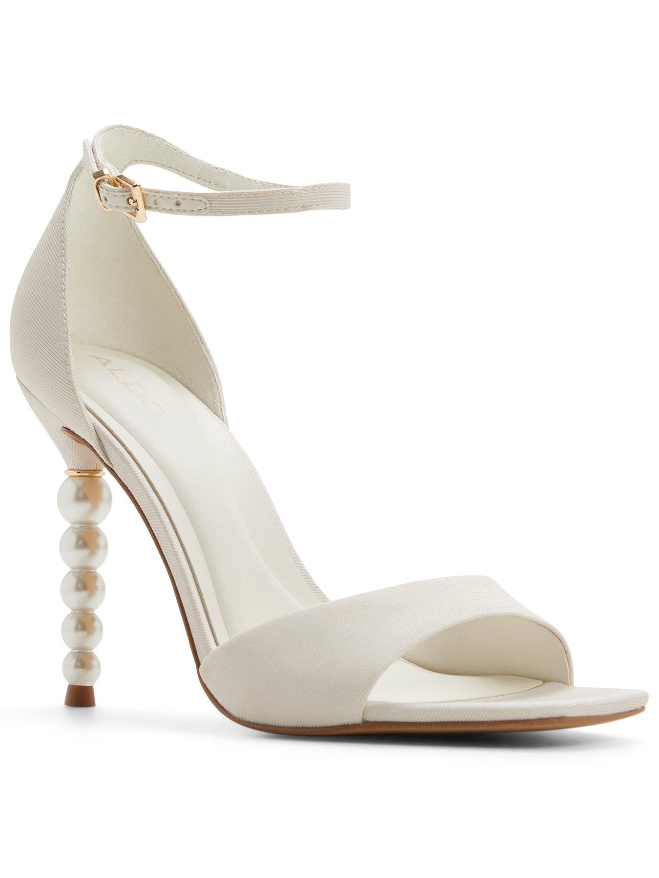 Aldo Pearletta Textile Heeled Sandals - White/Bone