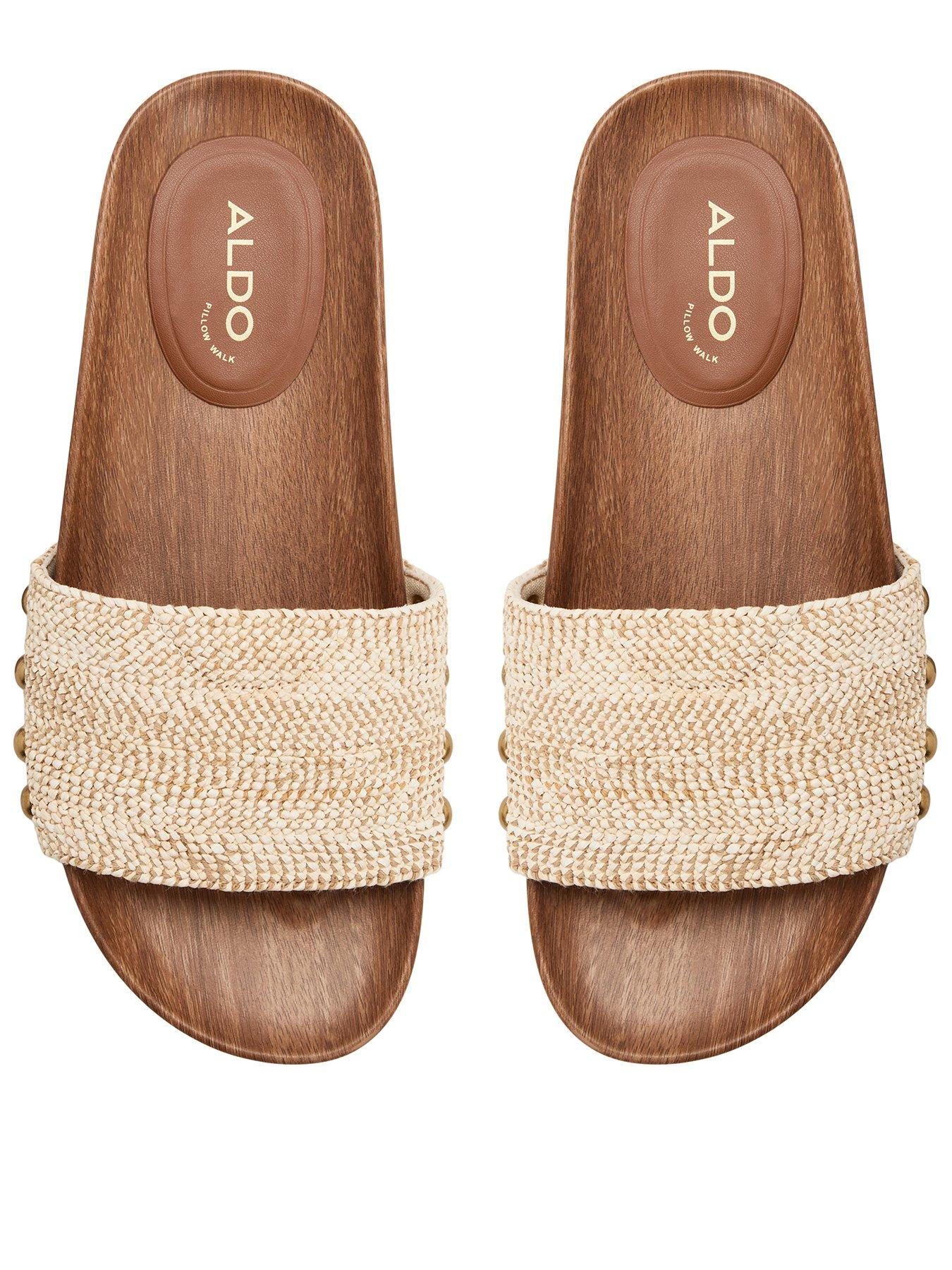 Aldo Rooted Textile Footbed Sandals - Light Beige