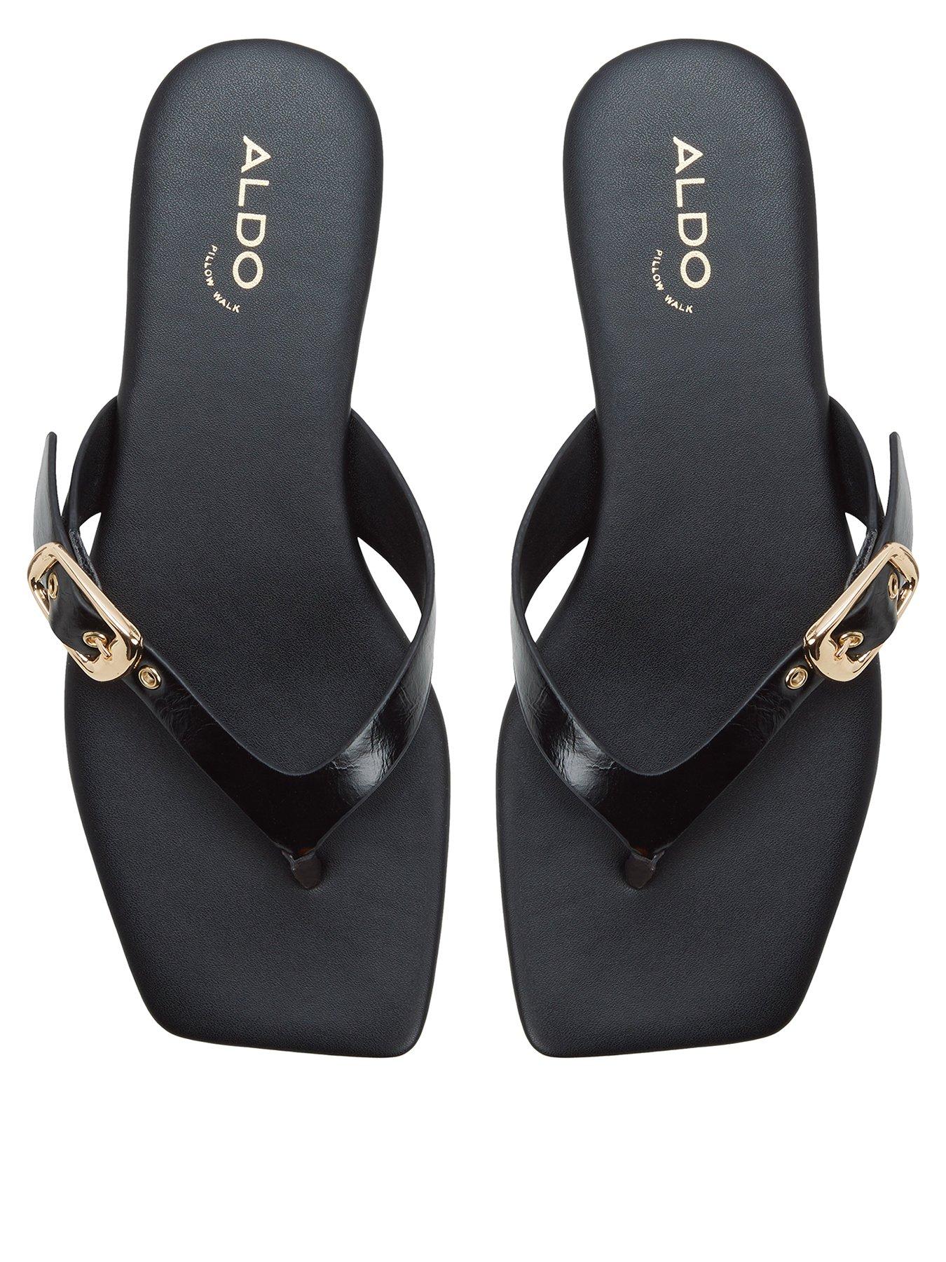 Aldo Leonnia Synthetic Flat Sandals - Black