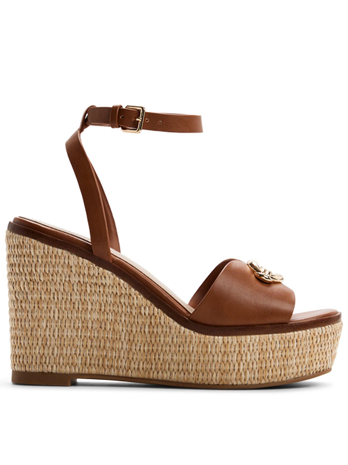 Aldo Carrabririel Synthetic Wedge Sandals - Medium Brown