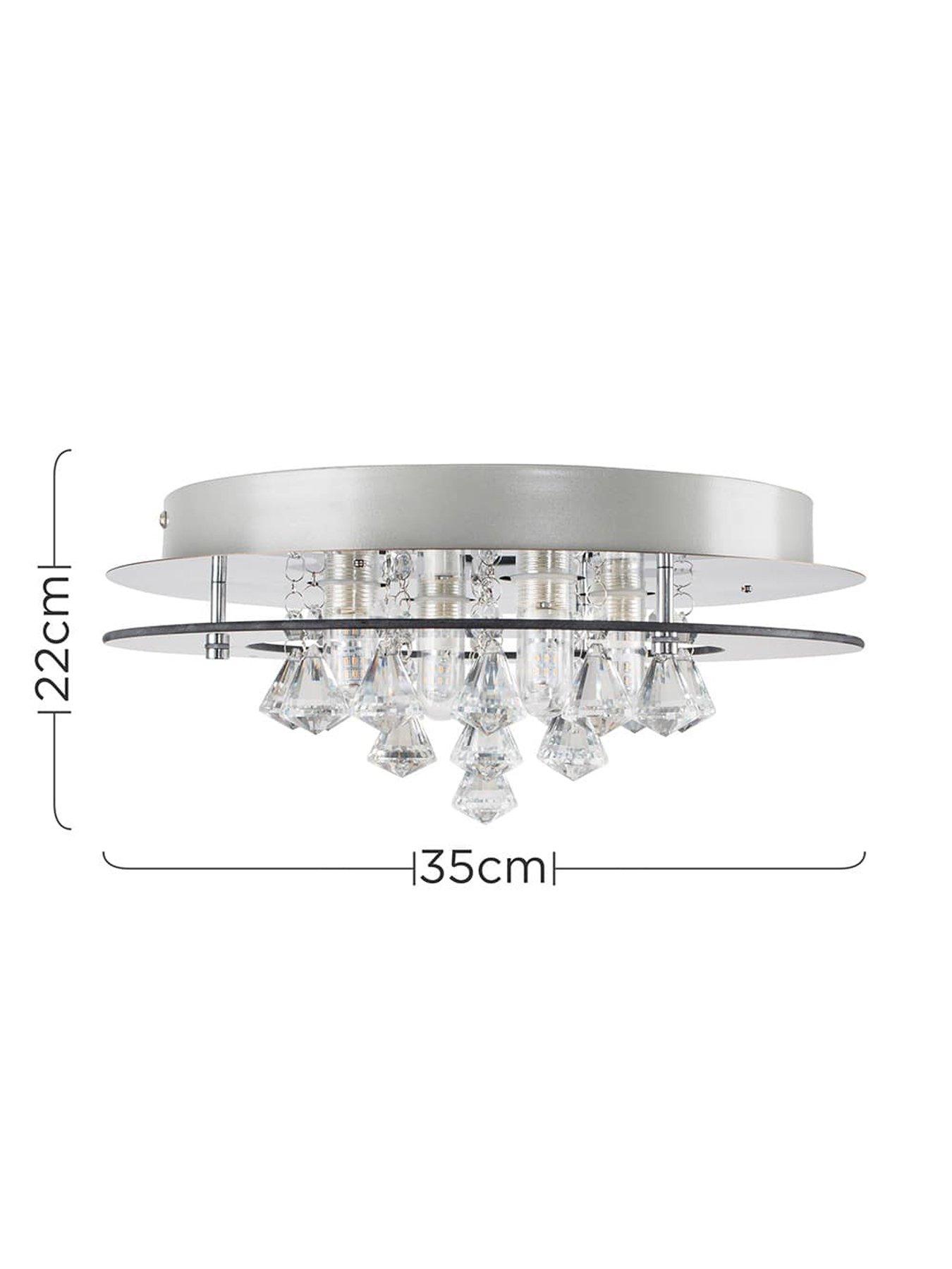 Image 6 of 6 of ValueLights Romano Crystal Droplet Flush Ceiling Light With Bulb X4