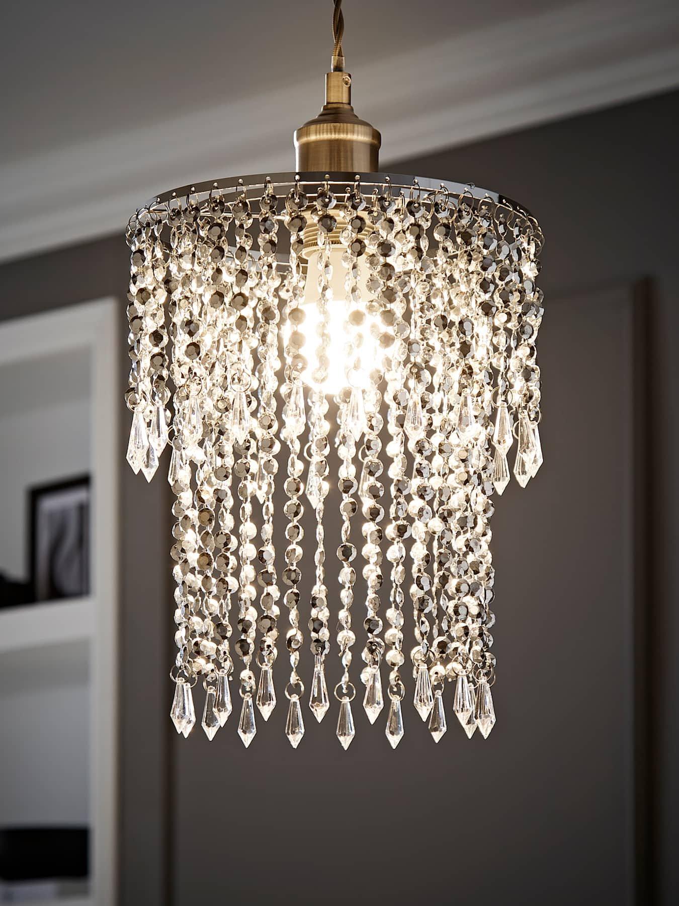 Image 1 of 7 of ValueLights Chrome Bead Acrylic Pendant Shade