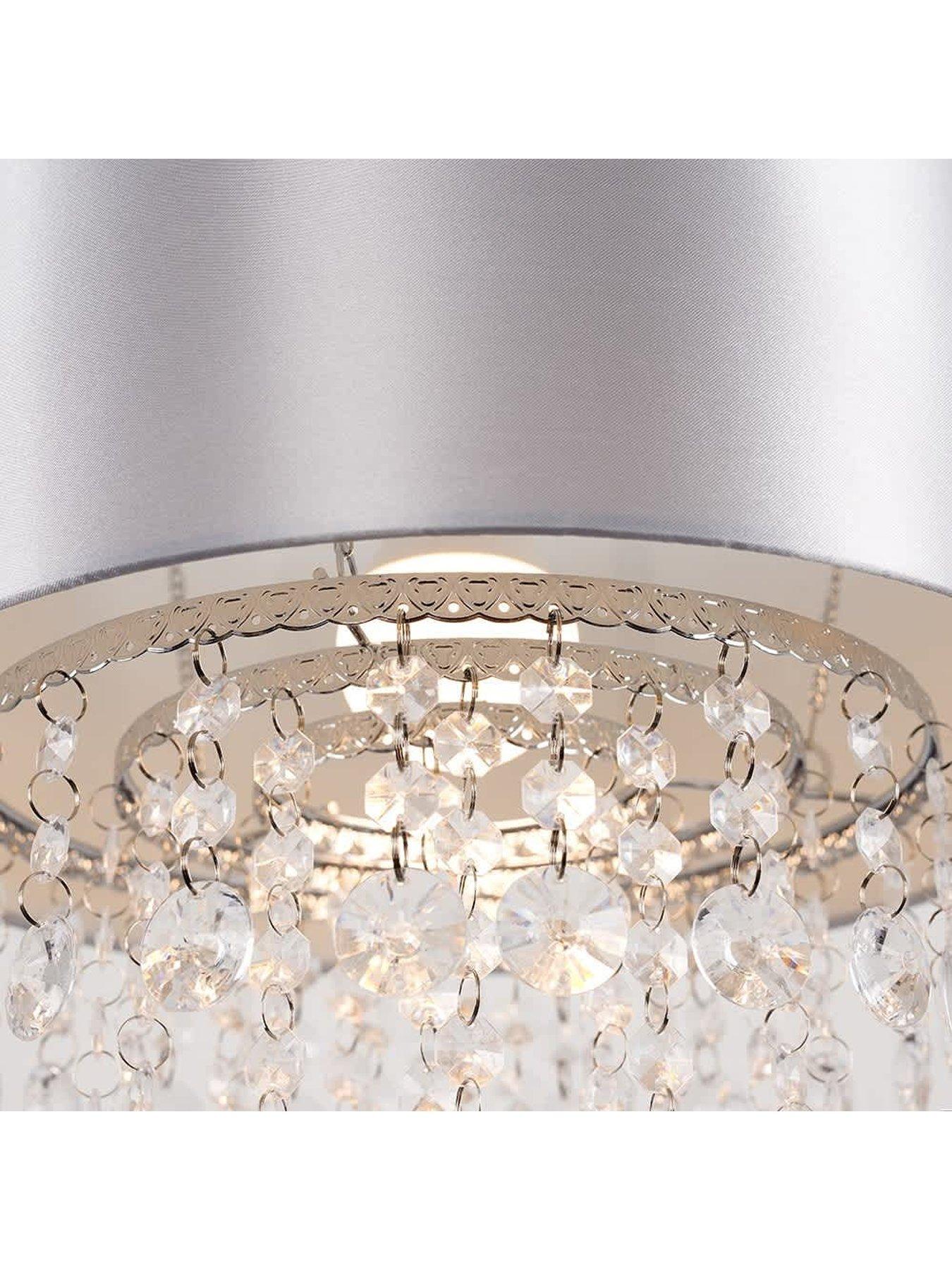 Image 4 of 5 of ValueLights Jesmond Grey Pendant Shade Clear Droplets