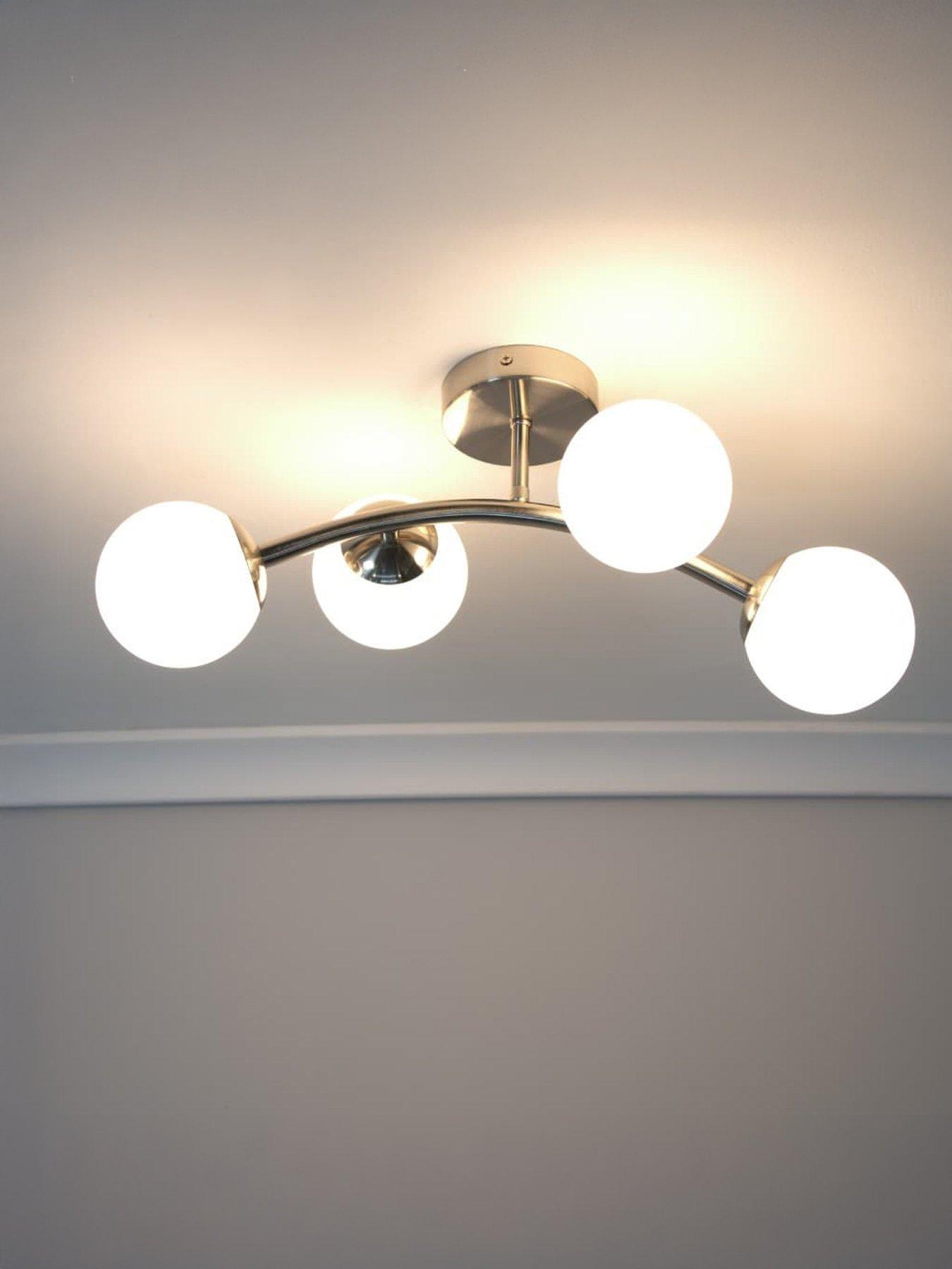 Image 1 of 4 of ValueLights Jas Silver Ceiling Light With 4 X Warm White Bulbs