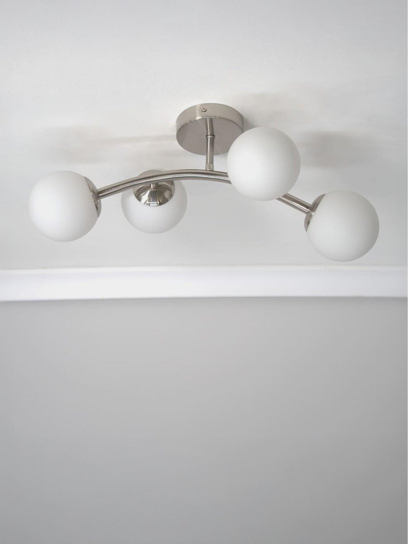 Image 3 of 4 of ValueLights Jas Silver Ceiling Light With 4 X Warm White Bulbs