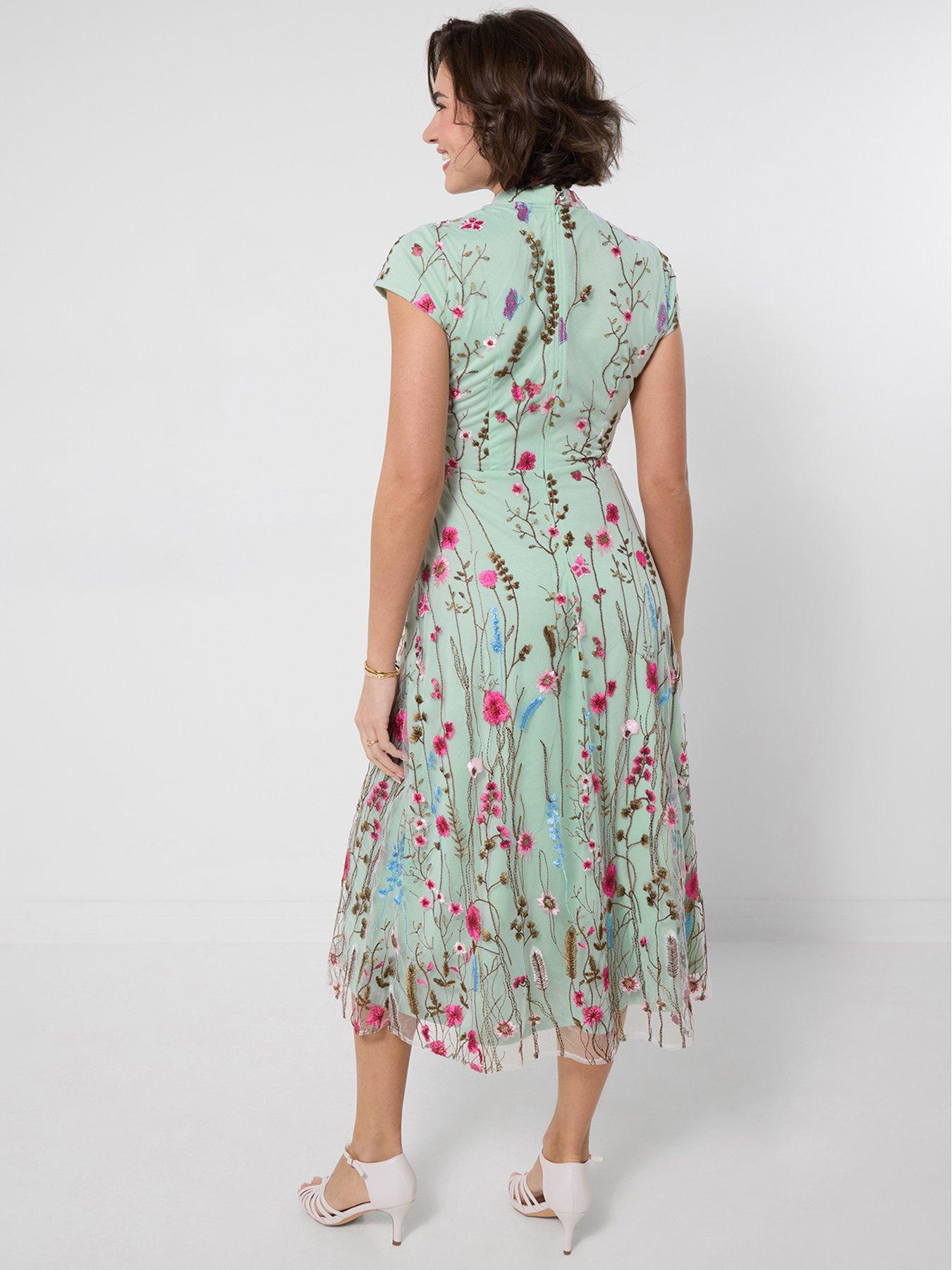 Image 2 of 6 of Joe Browns Embellished Ditsy Floral Column Midi Dress - Green
