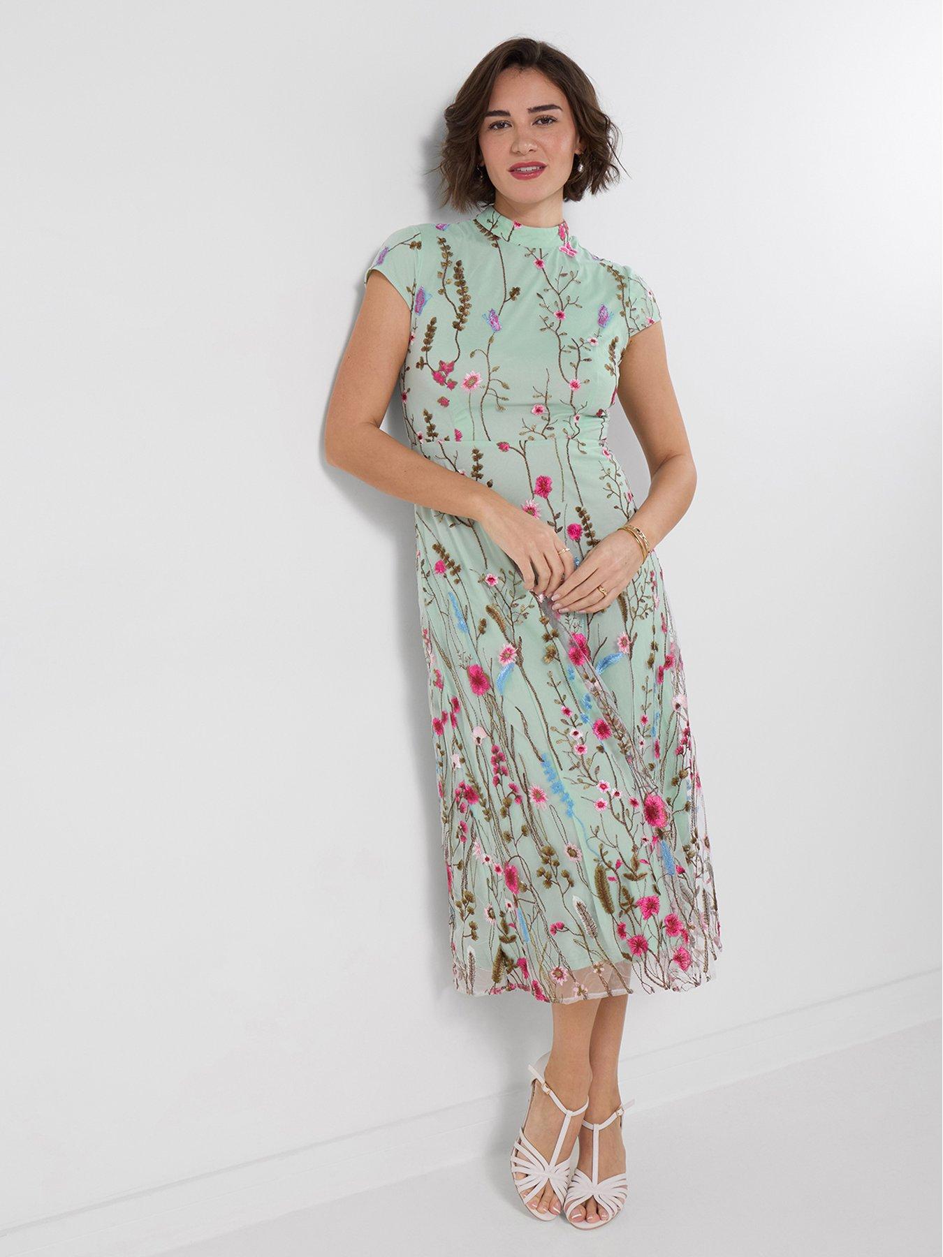 Image 3 of 6 of Joe Browns Embellished Ditsy Floral Column Midi Dress - Green