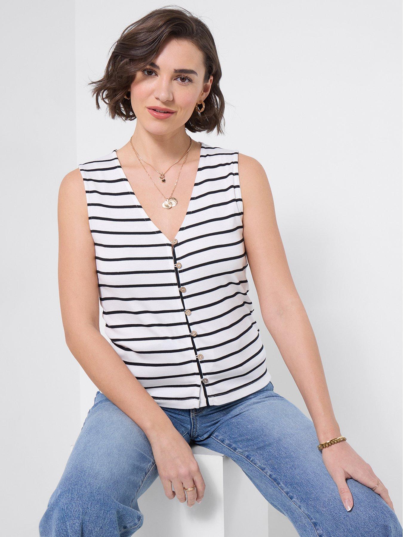Joe Browns Florence Button Front Jersey Waistcoat - White